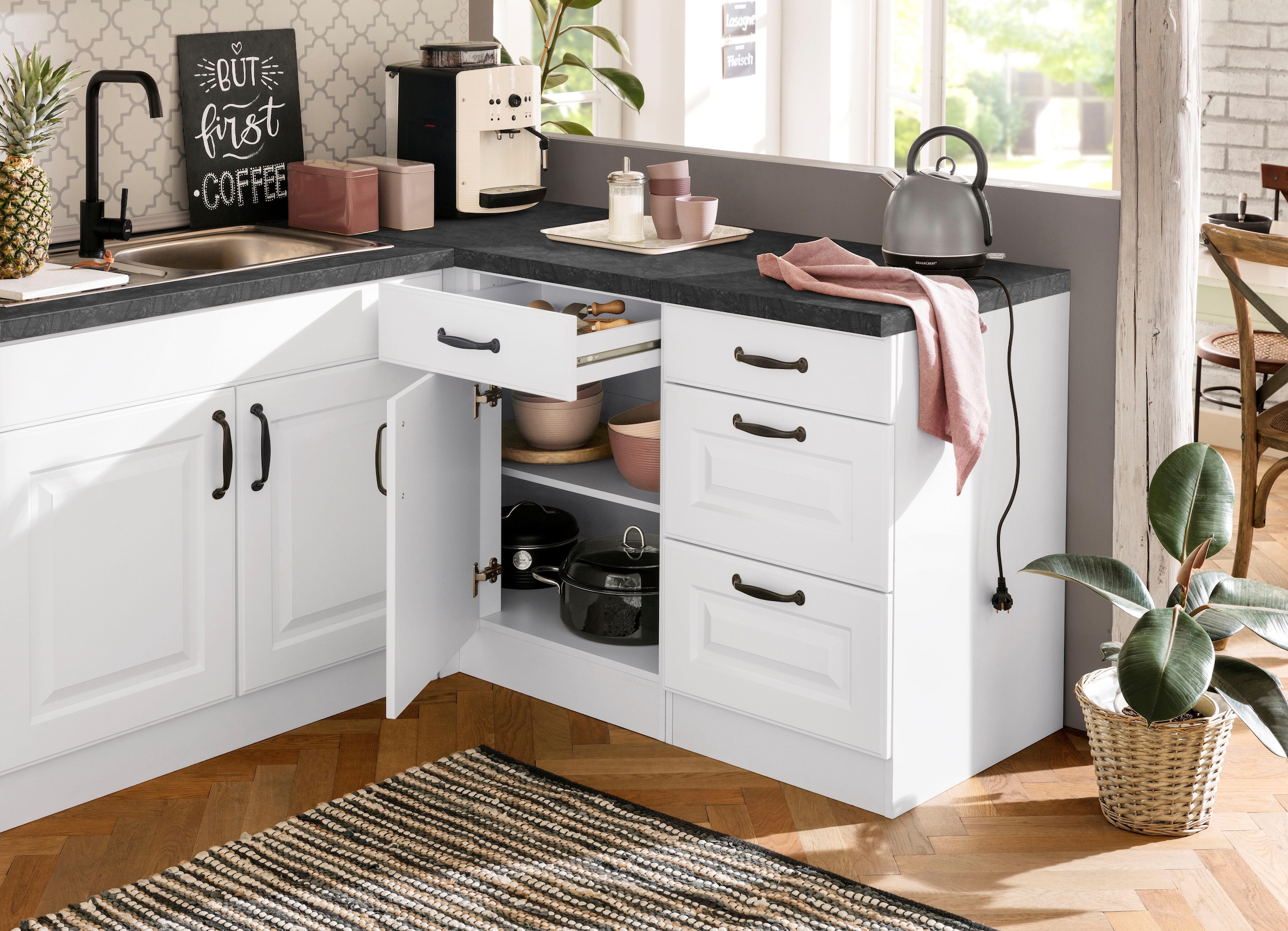 wiho Küchen Eckunterschrank »Erla« 110 cm breit mit Kassettenfront