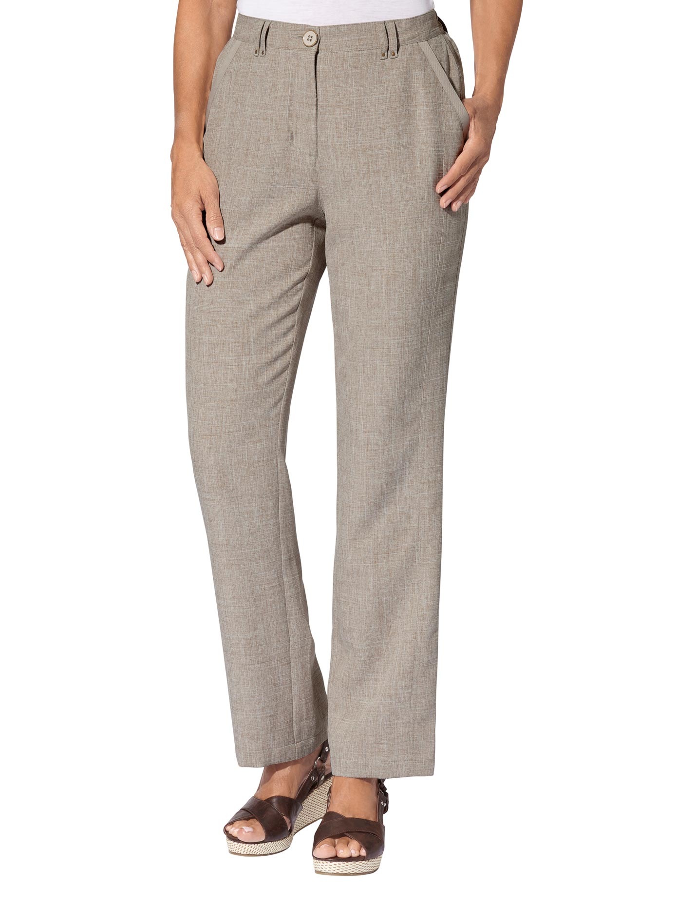 Hose in Leinen-Optik mit Nietenverzierung