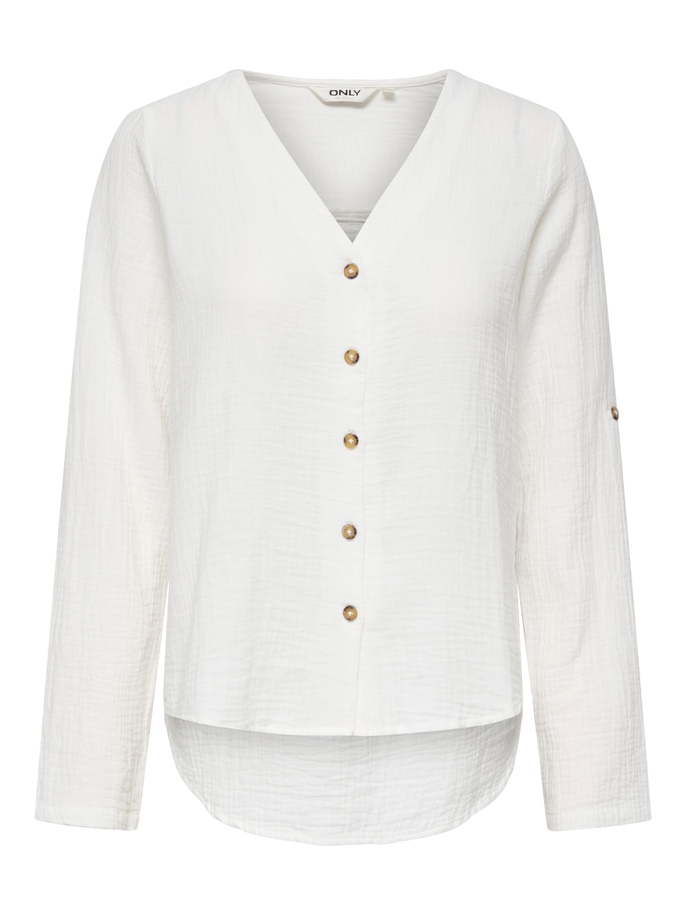 Image of ONLY Langarmbluse "ONLTHYRA LIFE V-NECK L/S SHIRT NOOS WVN" Baumwolle, regular fit