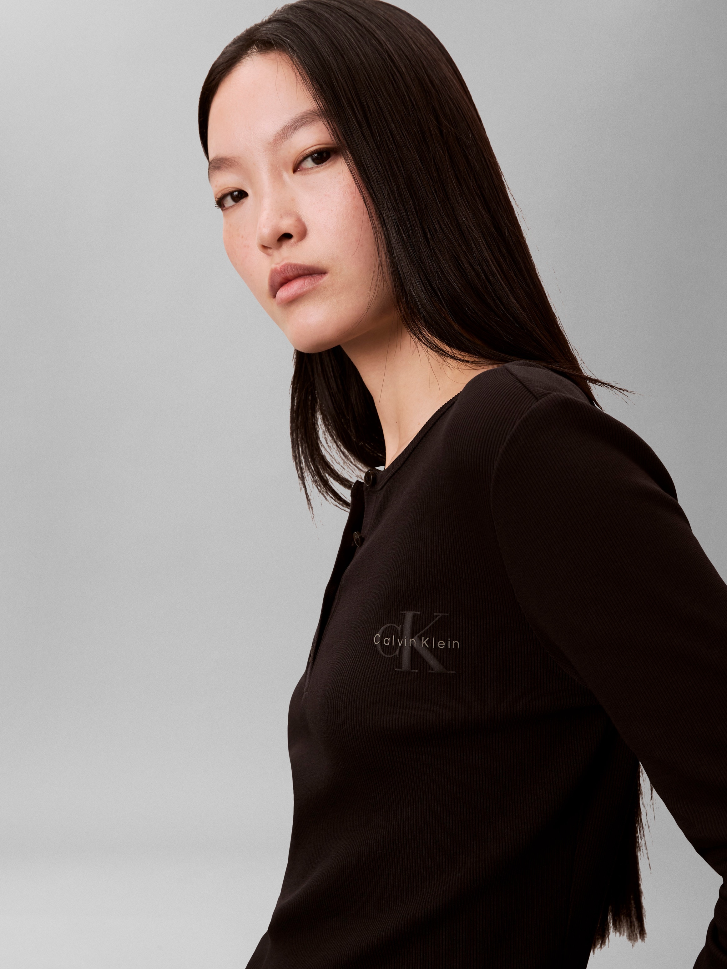 Calvin Klein Jeans Blouse à manches longues Regular fit mit Rundhalsausschnitt