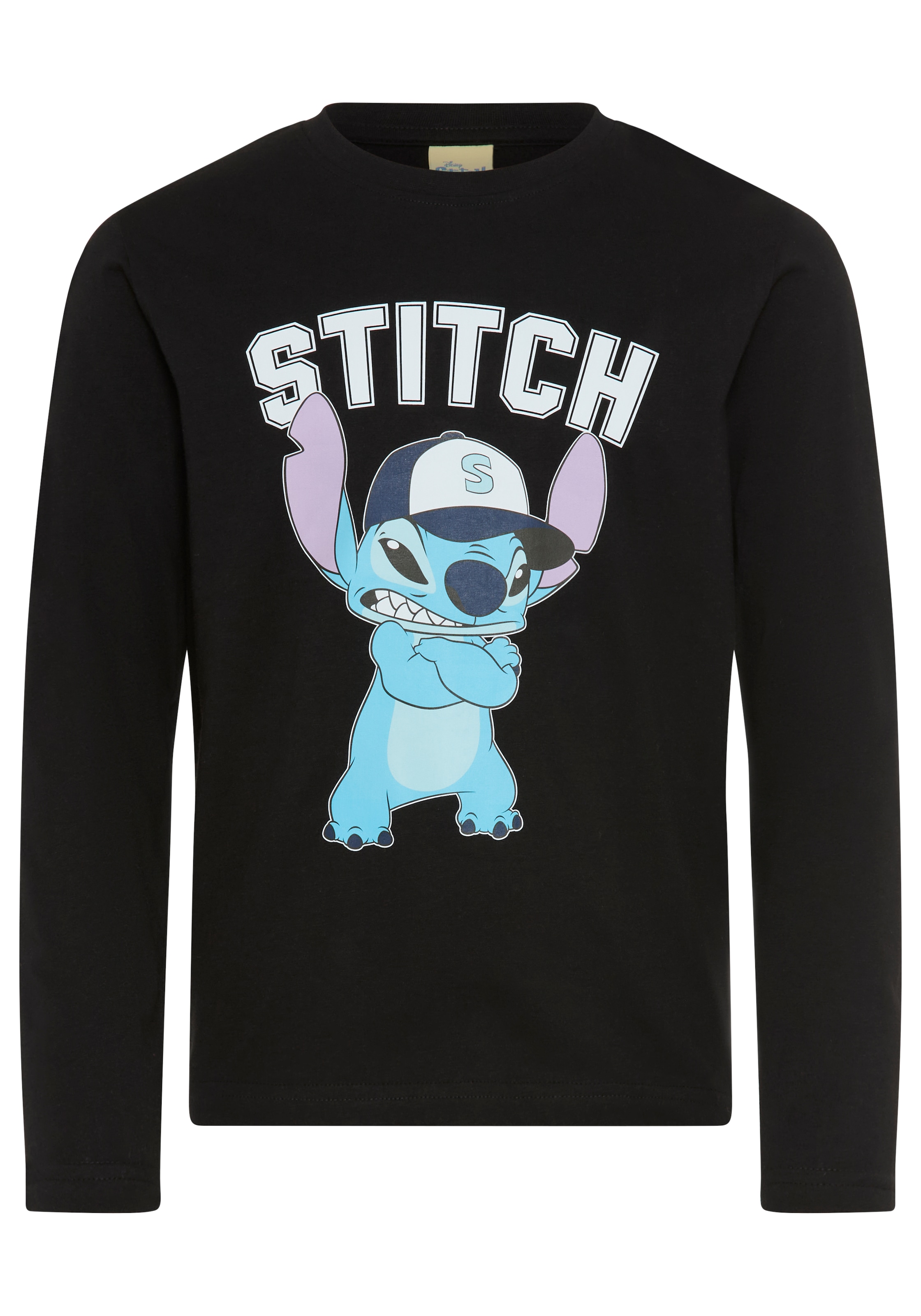 KIDSWORLD T-shirt à manches longues »STITCH Shirt für Jungen, Disney« style tendance, coupe basique, avec encolure ronde