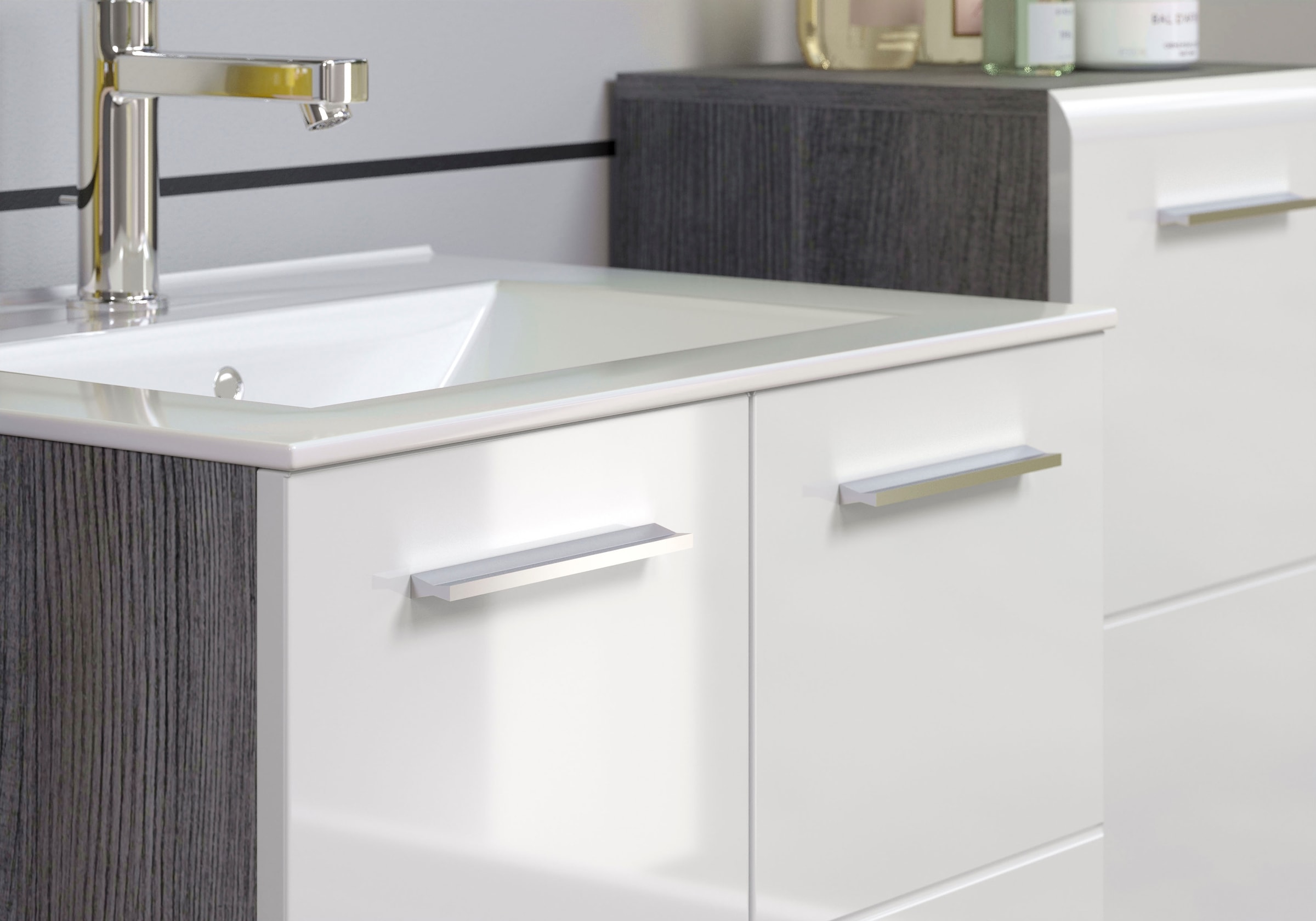 welltime Waschbeckenunterschrank »Ravenna« Hänge-Waschbeckenunterschrank mit Einsatzwaschbecken