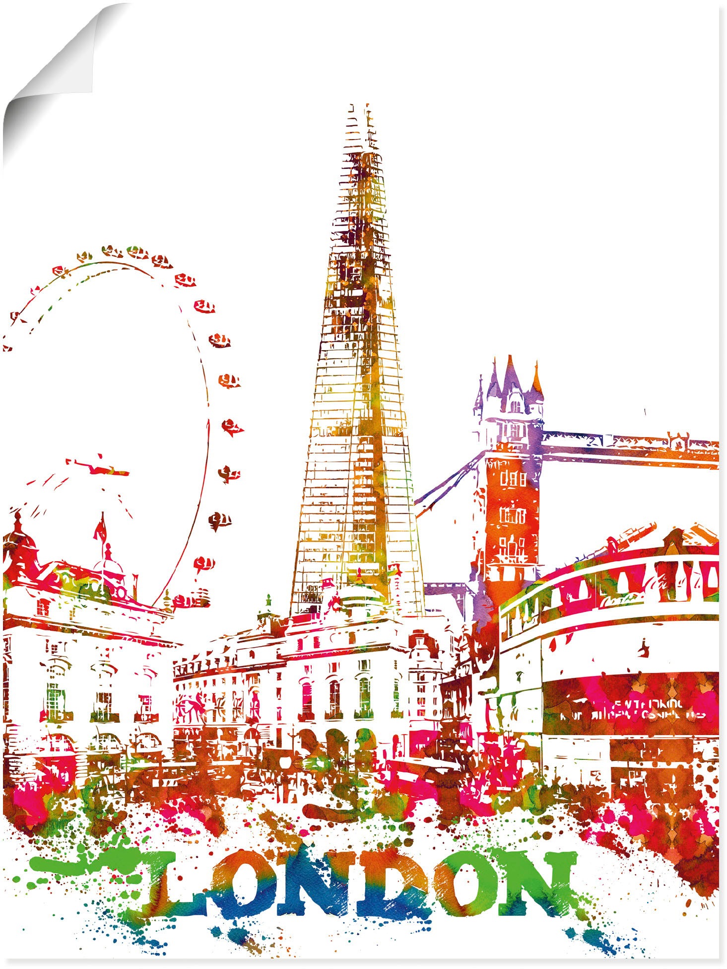 Image of Artland Poster "London Grafik" London 1 Stk. tlg. ohne Rahmen