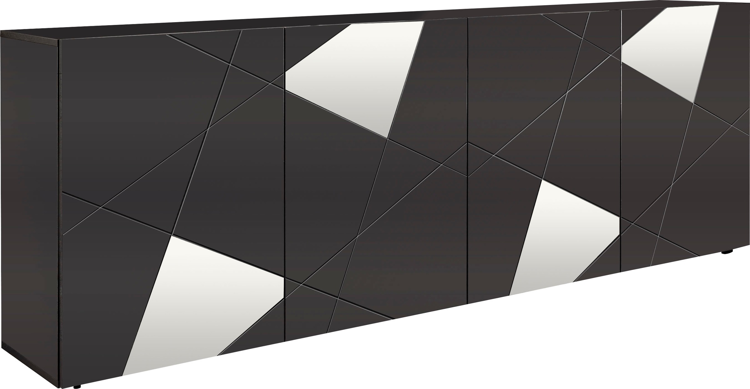 Home affaire Sideboard "Vittoria, Breite 241 cm, 4 Türen" Fronten mit Siebdruck und Spiegelfront