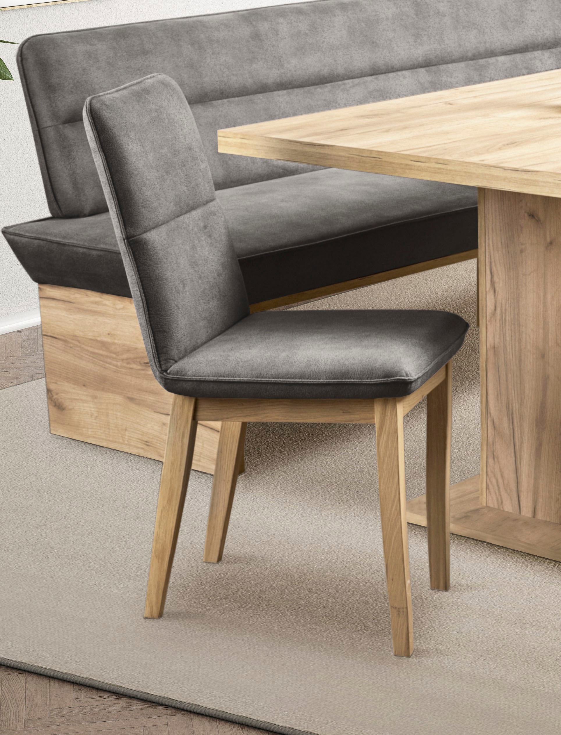Home affaire Esszimmerstuhl »Beluna Polsterstuhl Esszimmer Bestseller«, (Set), 2 St., Luxus-Microfaser in Lederoptik, Gestell und Beine aus massiver Eiche modernes Landhaus