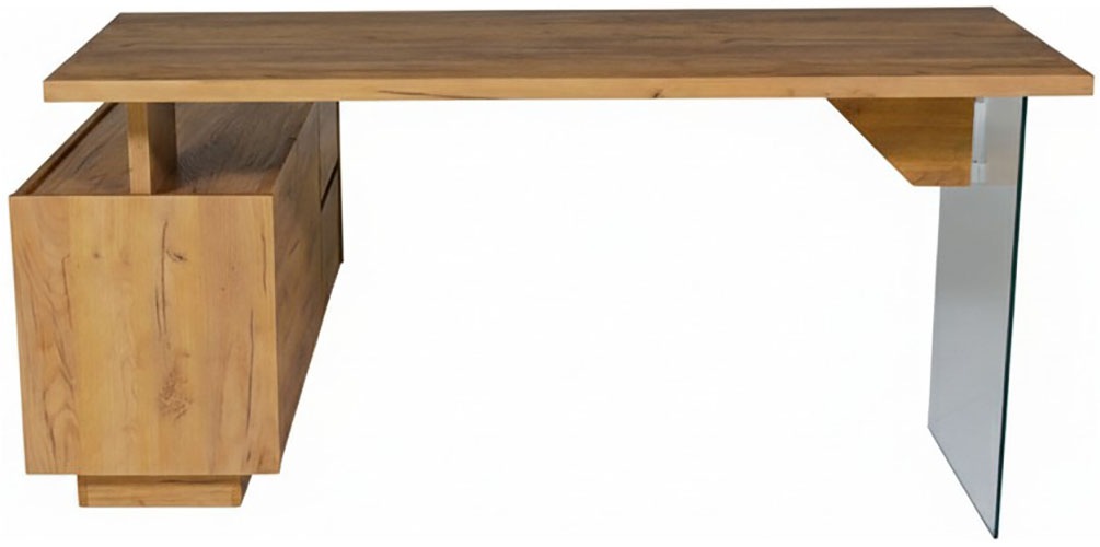 Jahnke Bureau d'angle »LUX C 160 E« bureau d'angle, montable des deux côtés, verre, 2 compartiments + 2 tiroirs