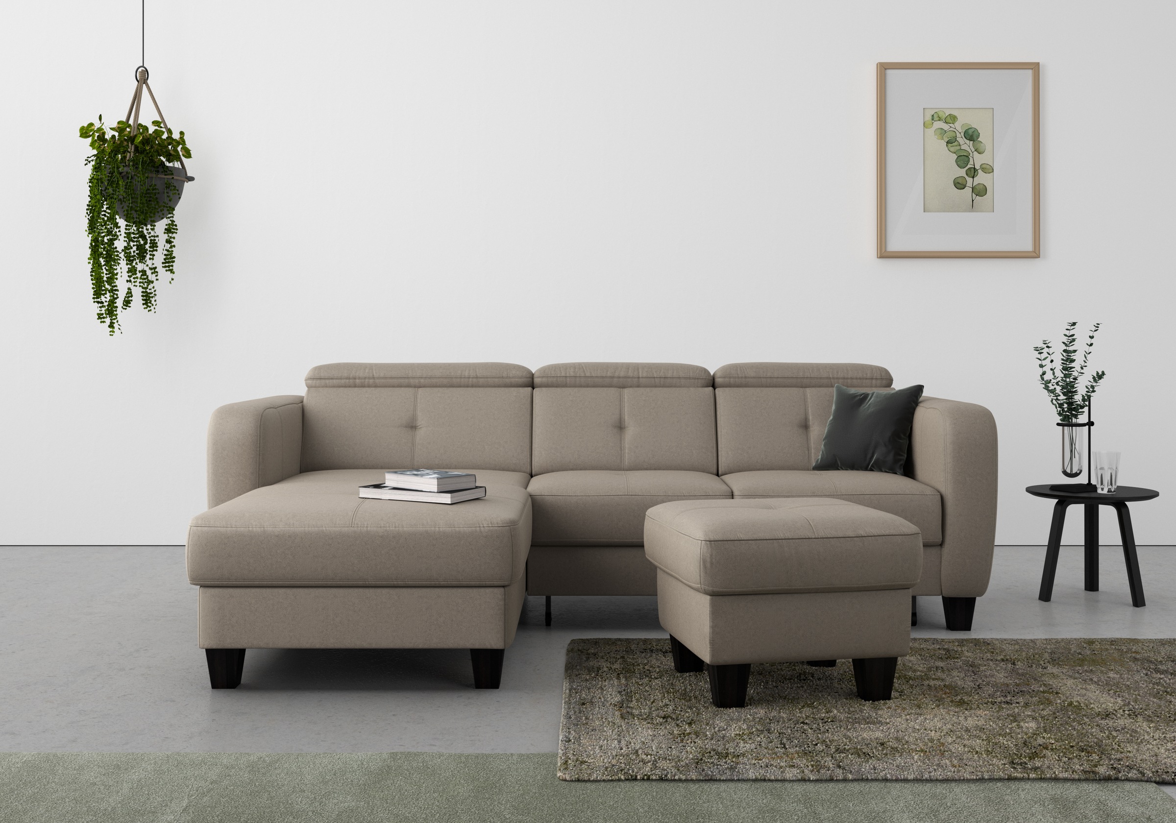sit&more Ecksofa »Belluci L-Form«, inklusive Federkern, wahlweise mit Bettfunktion und Bettkasten