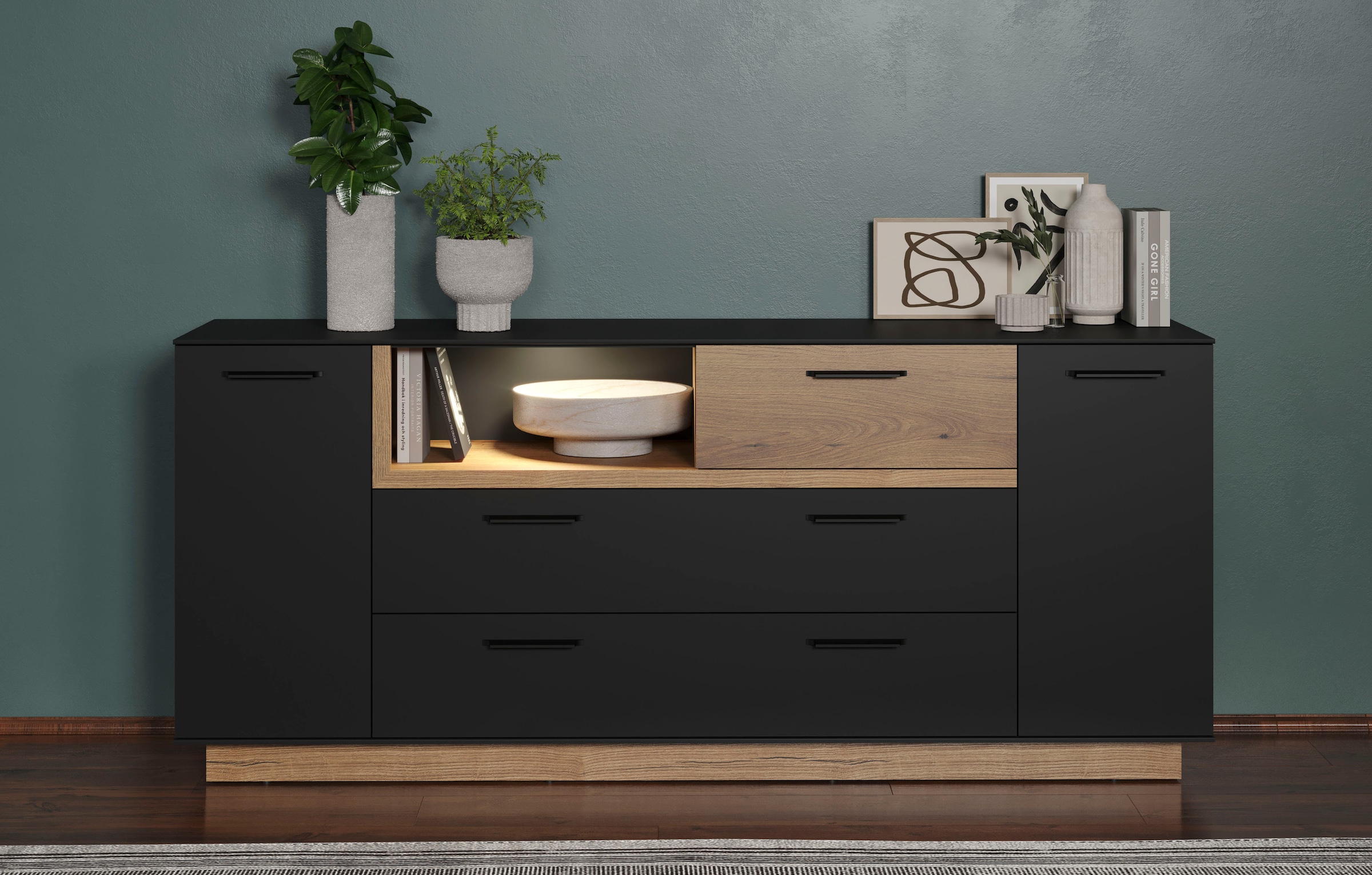 INOSIGN Sideboard »Premont« 1 Stk. tlg. Kommode, Breite 187 cm breit, mit viel Stauraum