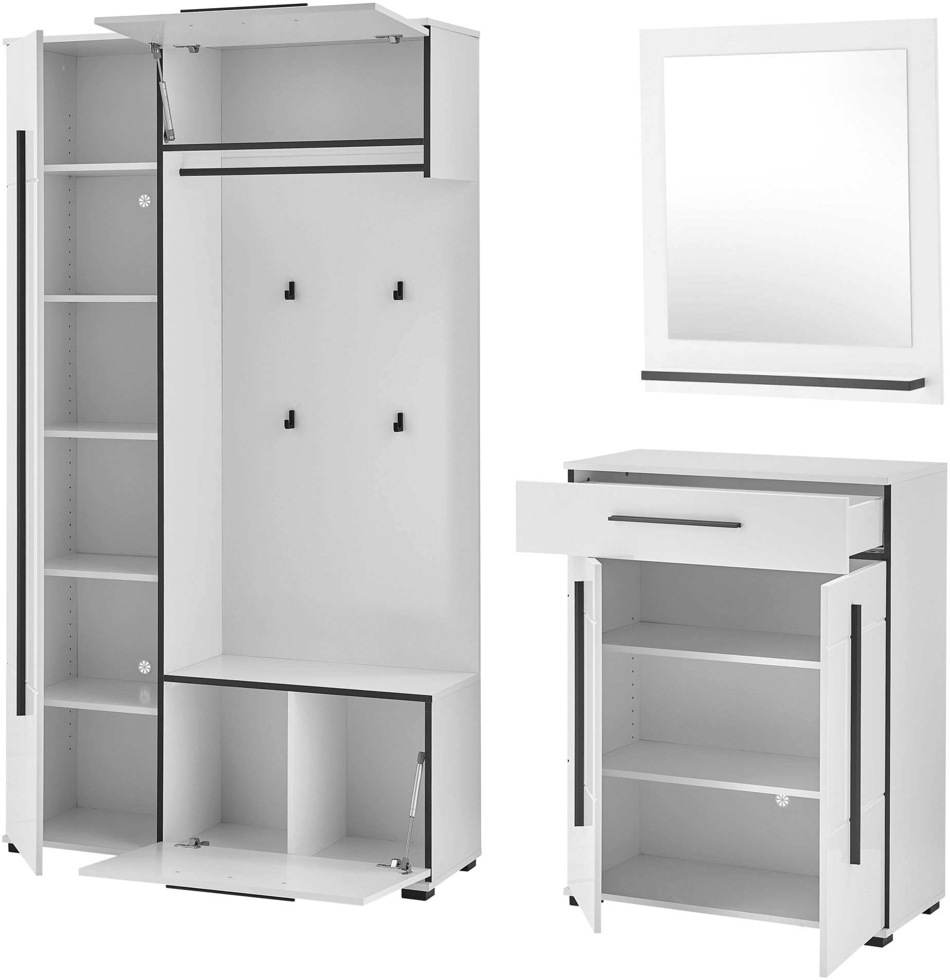 Home affaire Garderoben-Set »Cantara, moderne Garderobe, Komplettset mit viel Stauraum« Komplett-Set, 3 Stk. tlg.