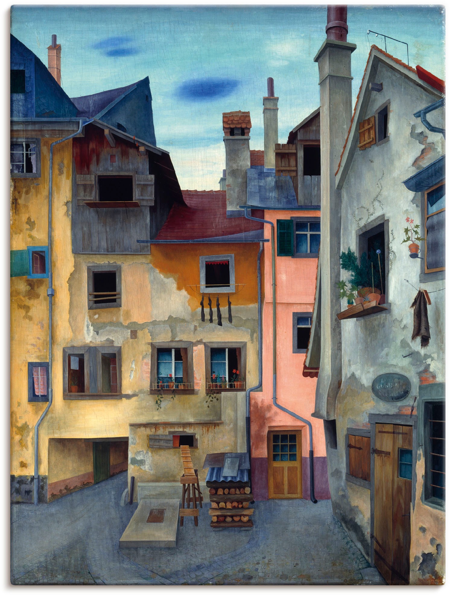 Image of Artland Leinwandbild "Alte Häuser in Lindau" Fenster & Türen 1 Stk. tlg. auf Holzrahmen gespannt