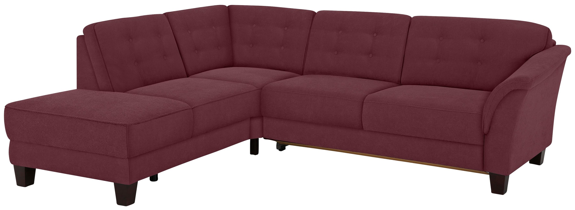 Home affaire Ecksofa »Trondheim L-Form«, mit Federkern und Knopfheftung im Rücken, Füsse Buche dunkel