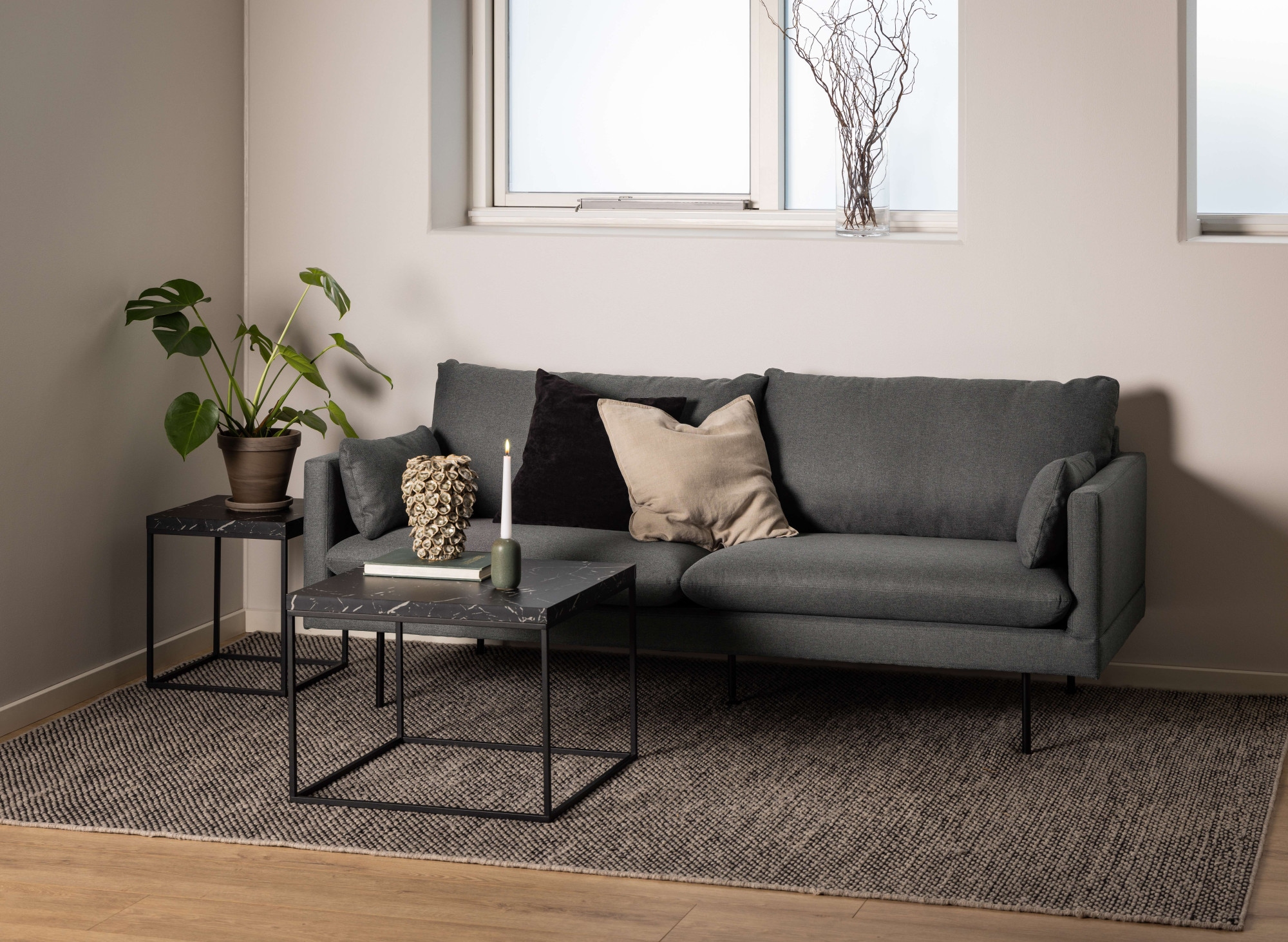 ACTONA GROUP 1100000002199 »Barossa, Wohnzimmer-Tisch, quadratisch, in Steinoptik, Modern« Steinoptik, schwarze Stahlbeine, in mehreren Varianten, B: 60 cm