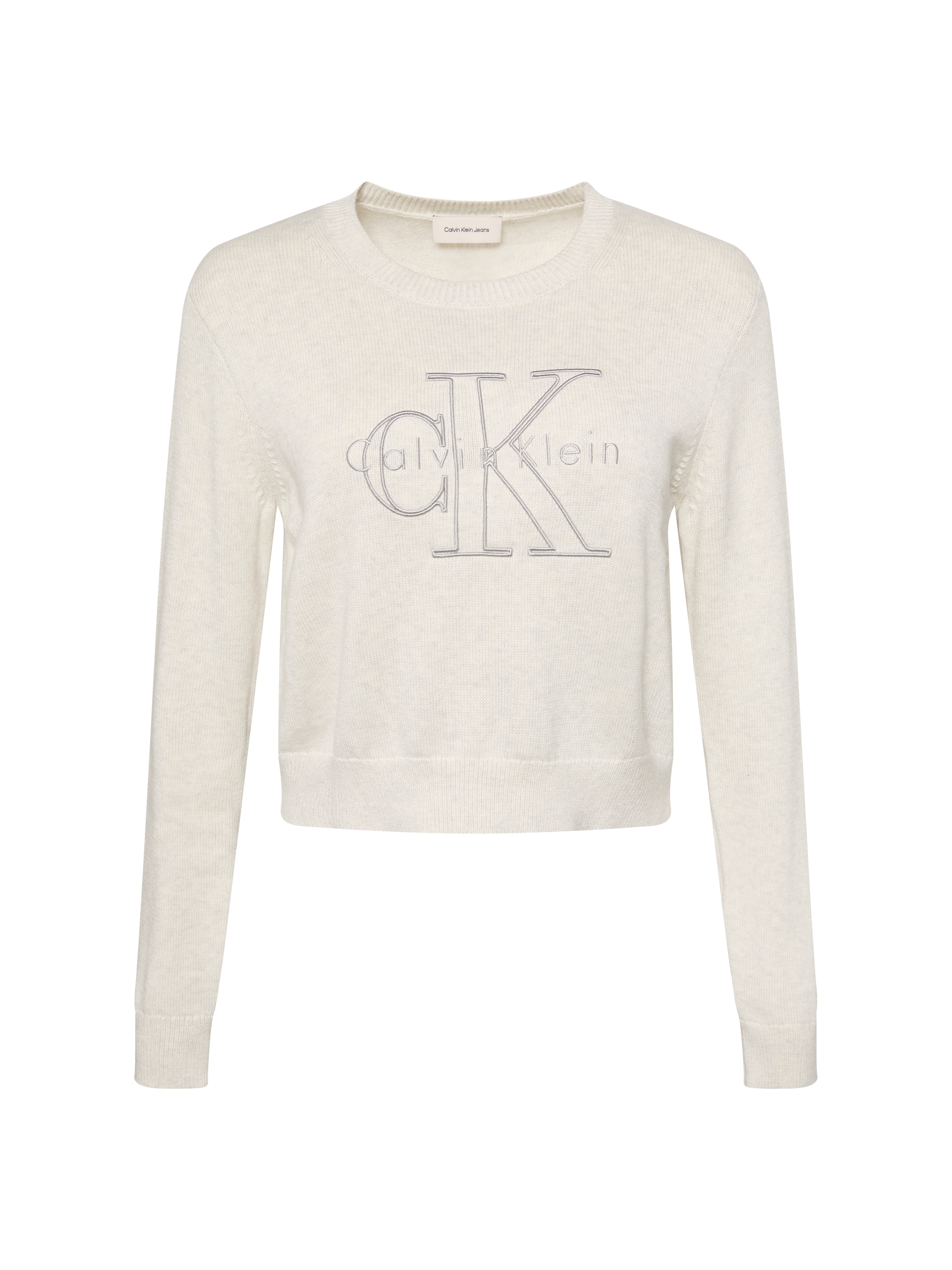 Calvin Klein Jeans Pull en tricot Maille fine, coton pur, broderie