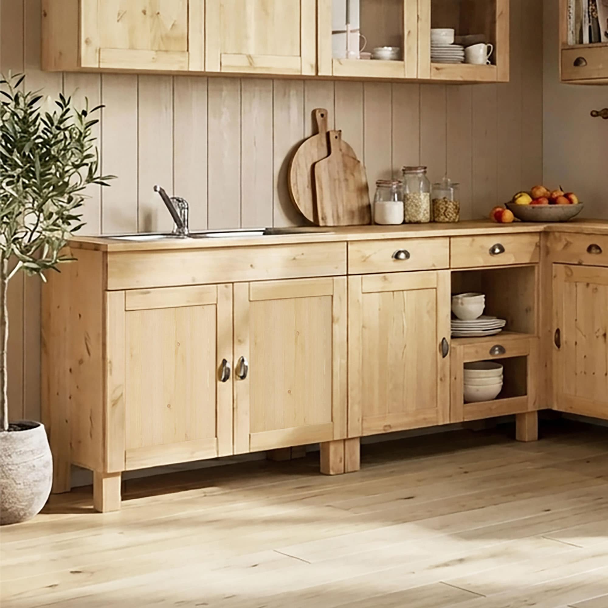 Home affaire Spülenschrank "Oslo" 100 cm breit, in 2 Tiefen, inklusive Einbauspüle aus Edelstahl