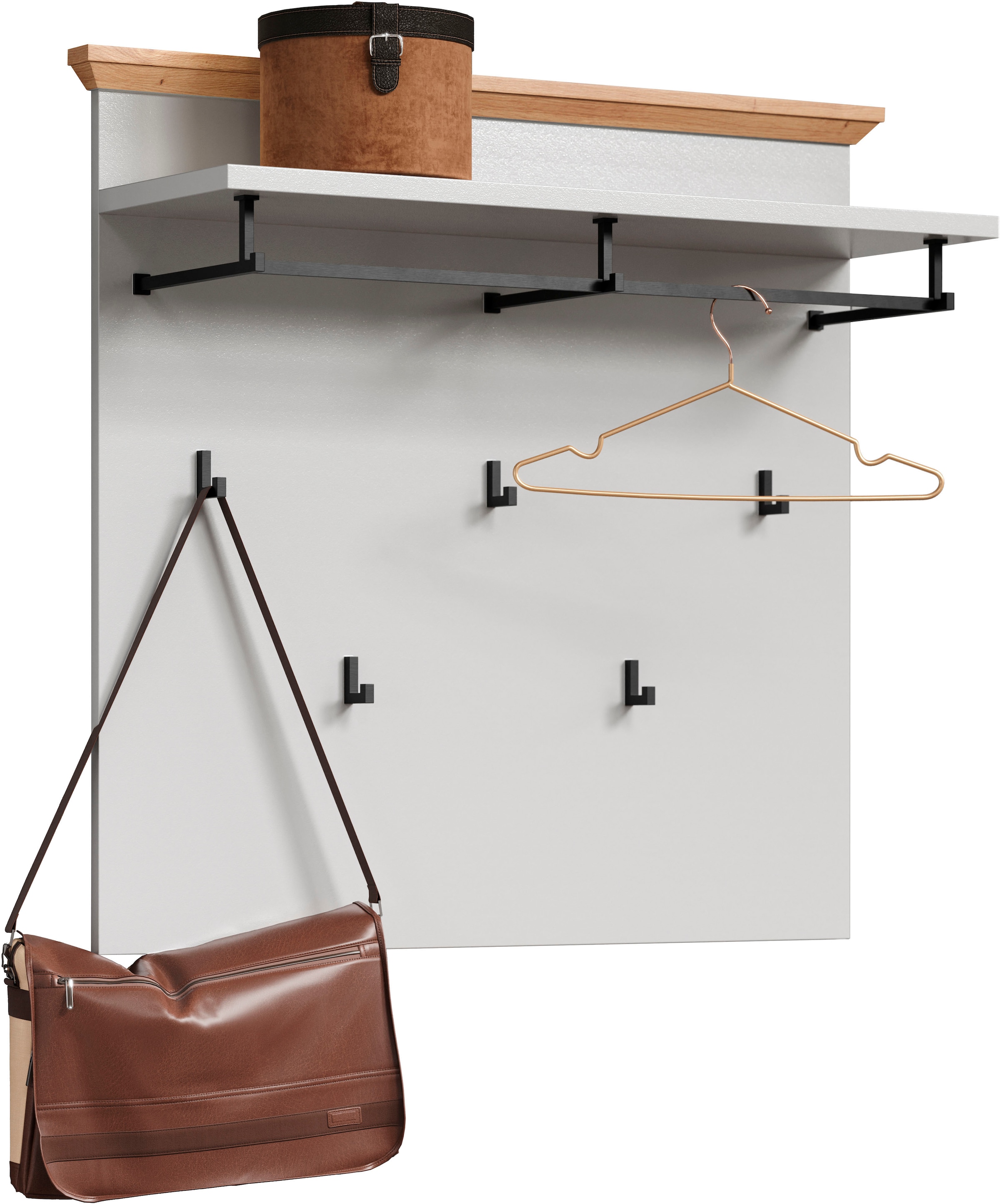 Home affaire Garderobenpaneel »Herzwill« 1 Stk. tlg. Wandpaneel, Masse B/H/T ca.: 91/49/41 cm in hellgrau und Eiche NB