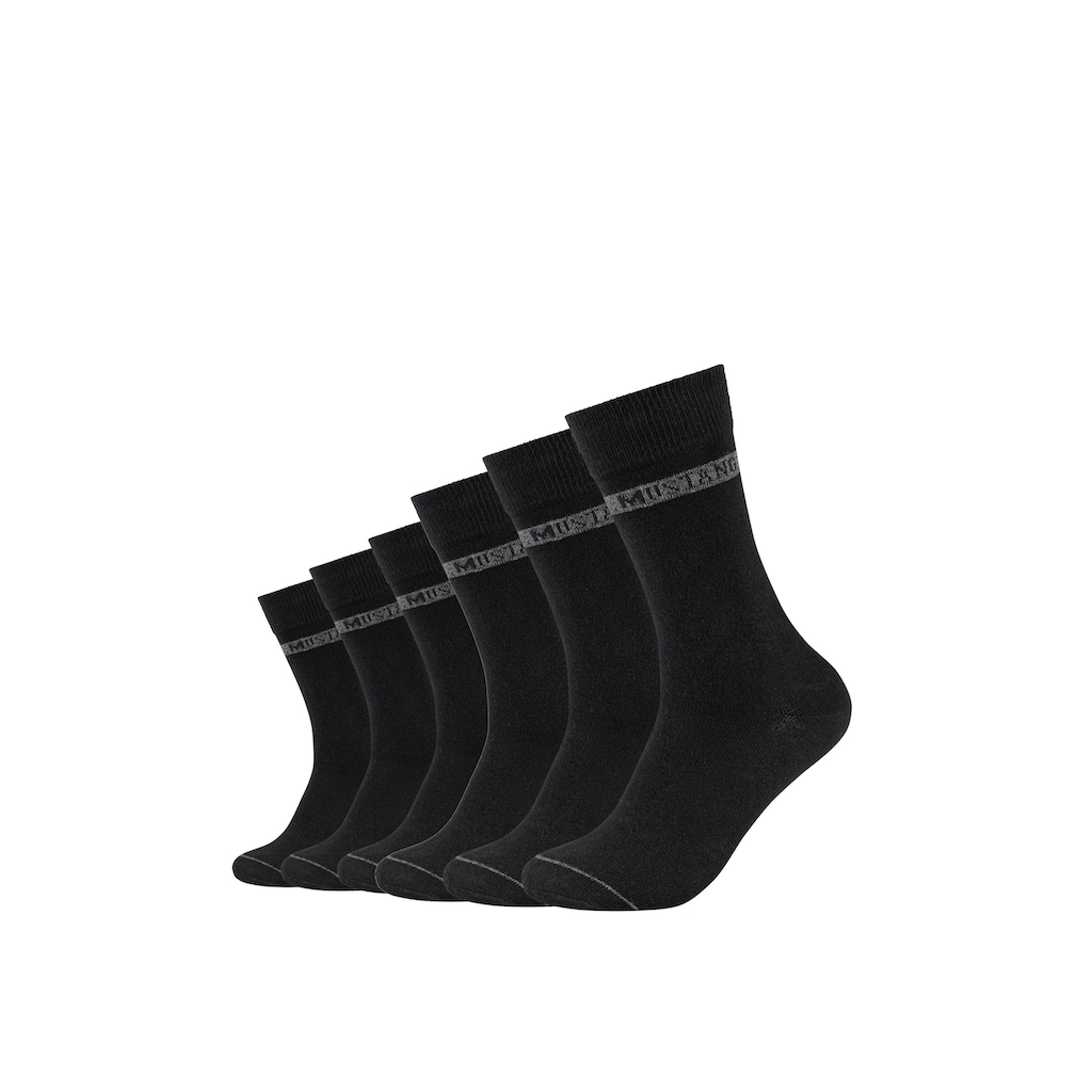 MUSTANG Socken, (Packung, 6 Paar), Weicher und elastischer Komfortbund