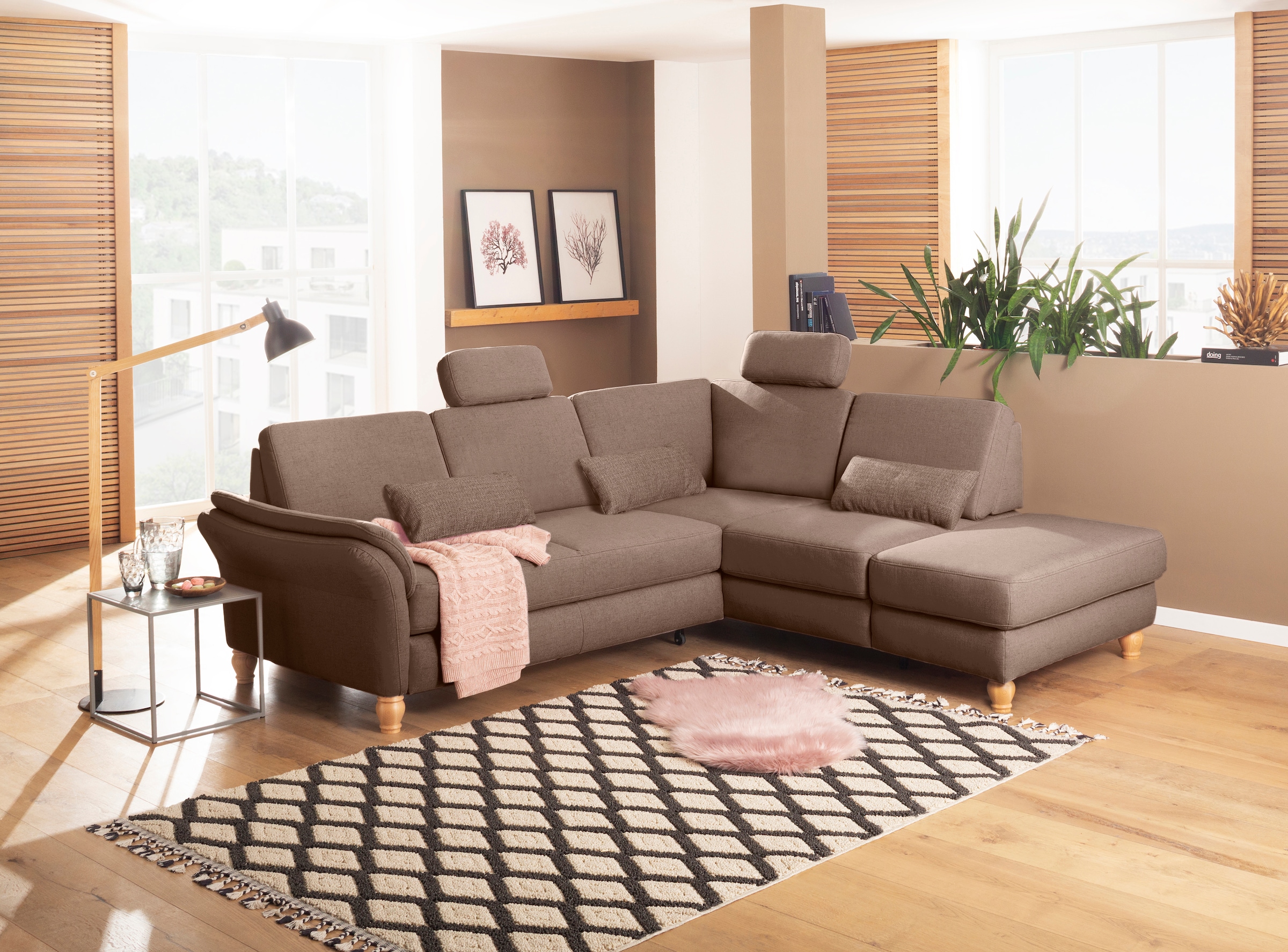 Home affaire Ecksofa »Palace L-Form« incl. Sitztiefenverstellung, wahlweise mit Bettfunktion und Stauraum