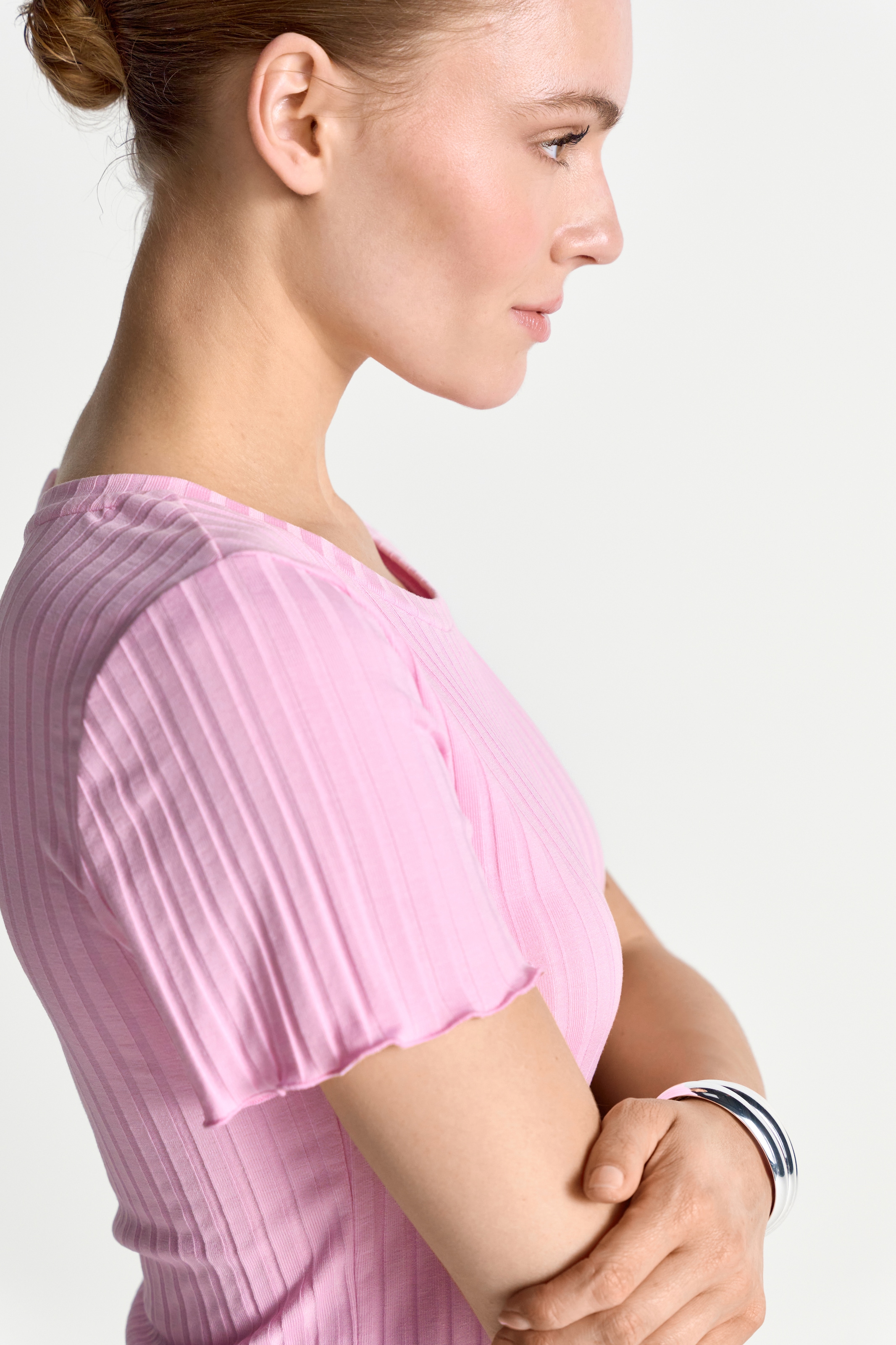 RICHROYAL T-shirt à manches courtes Mit gewelltem Saum an Rumpf und Ärmeln