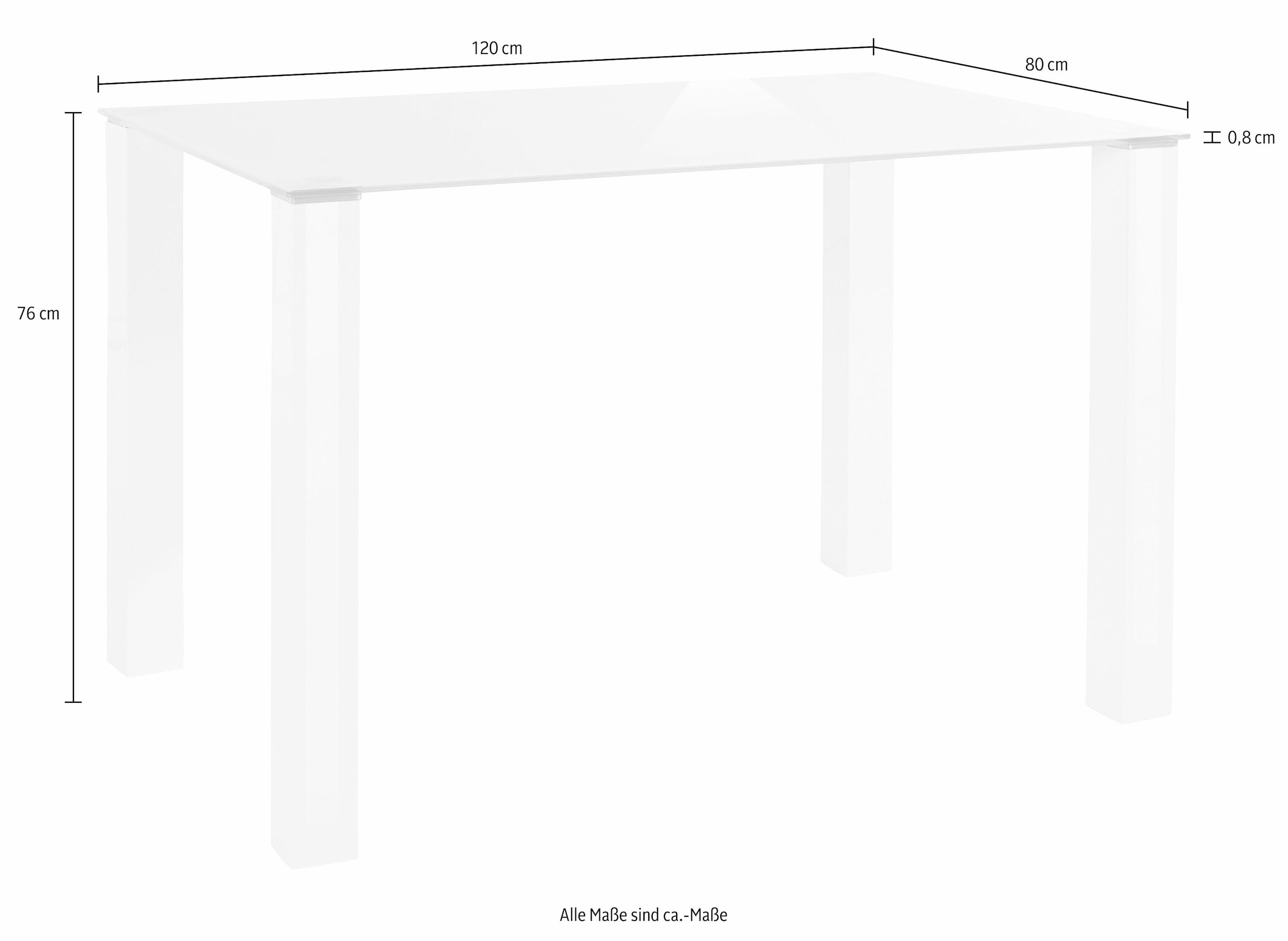 INOSIGN Essgruppe, (Set, 5 tlg.), mit Glastisch, Breite 120 cm