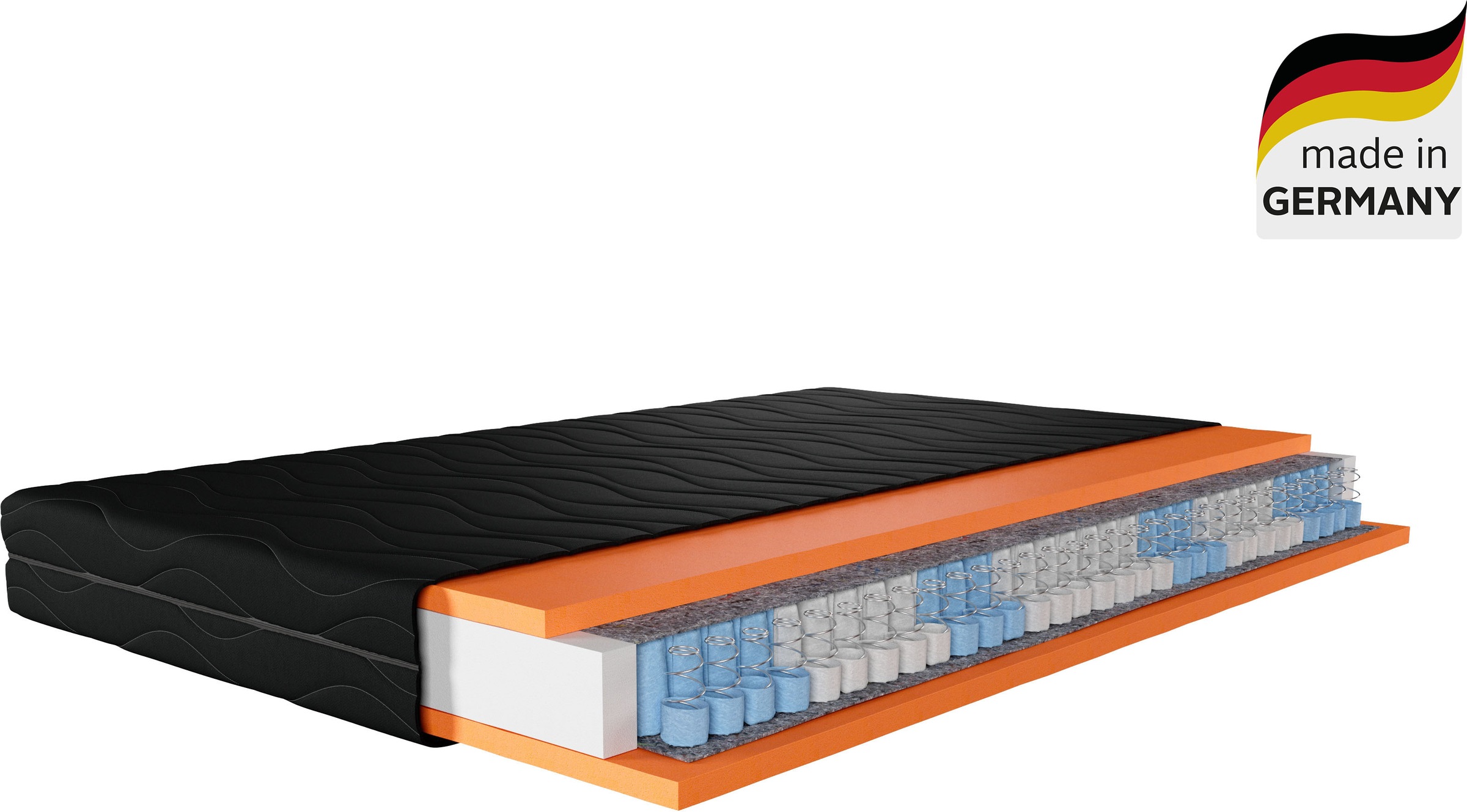 Taschenfederkernmatratze Black Diamond Comfort, Matratze 90x200, 140x200 cm & weitere Größen, my home, 20 cm hoch, 7-Zonen, H2 / H3 / H4, ergonomisch, atmungsaktiv