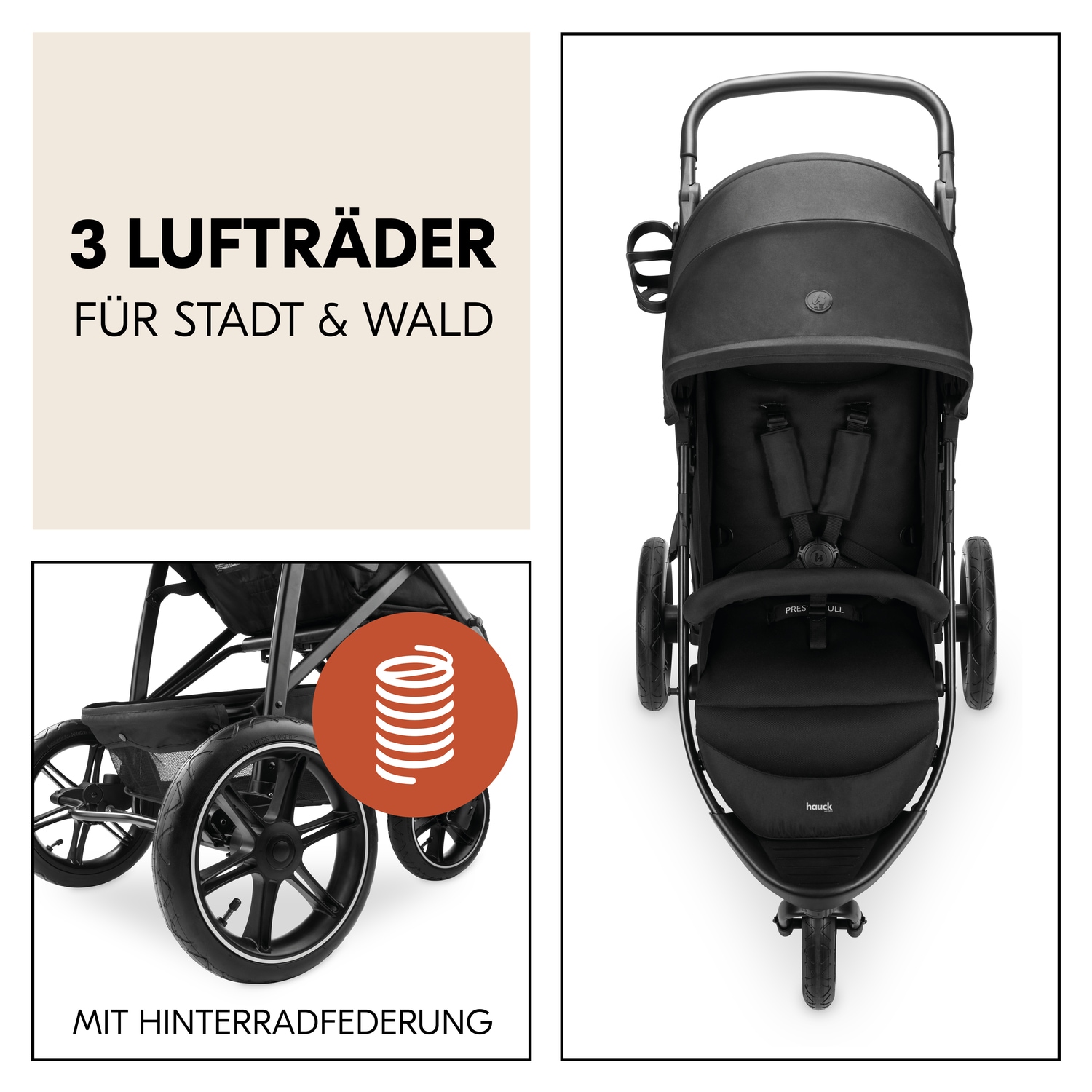 Hauck Poussette pour enfants »Dreiradbuggy, Rapid 3 Air, black« 22 kilos mit schwenk/feststellbarem Vorderrad; Lufträder; bis 22 kg belastbar