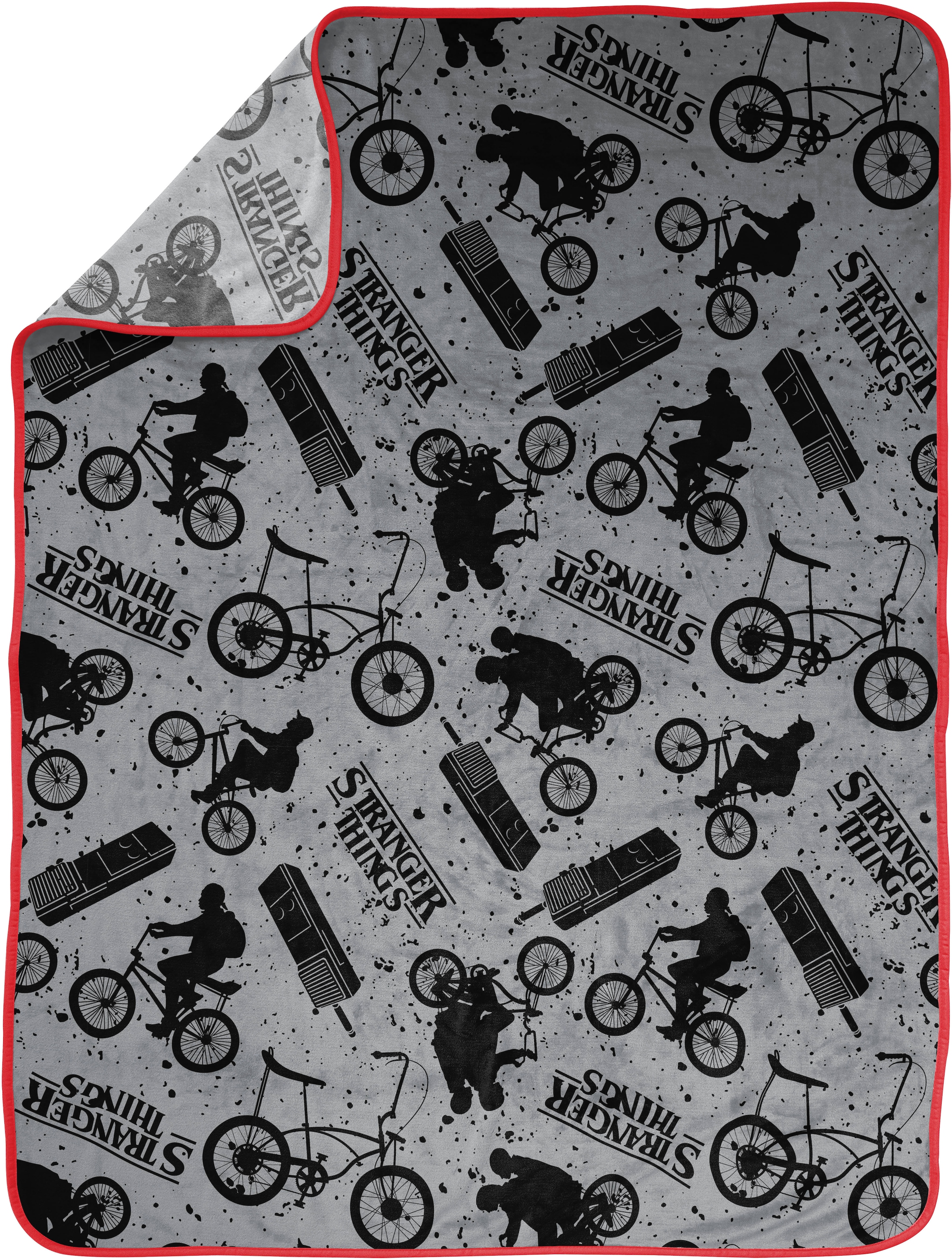 Image of Stranger things Kinderdecke "Netflix Stranger Things" Kuschelige Fleecedecke Grau Bike – 117 x 152 cm