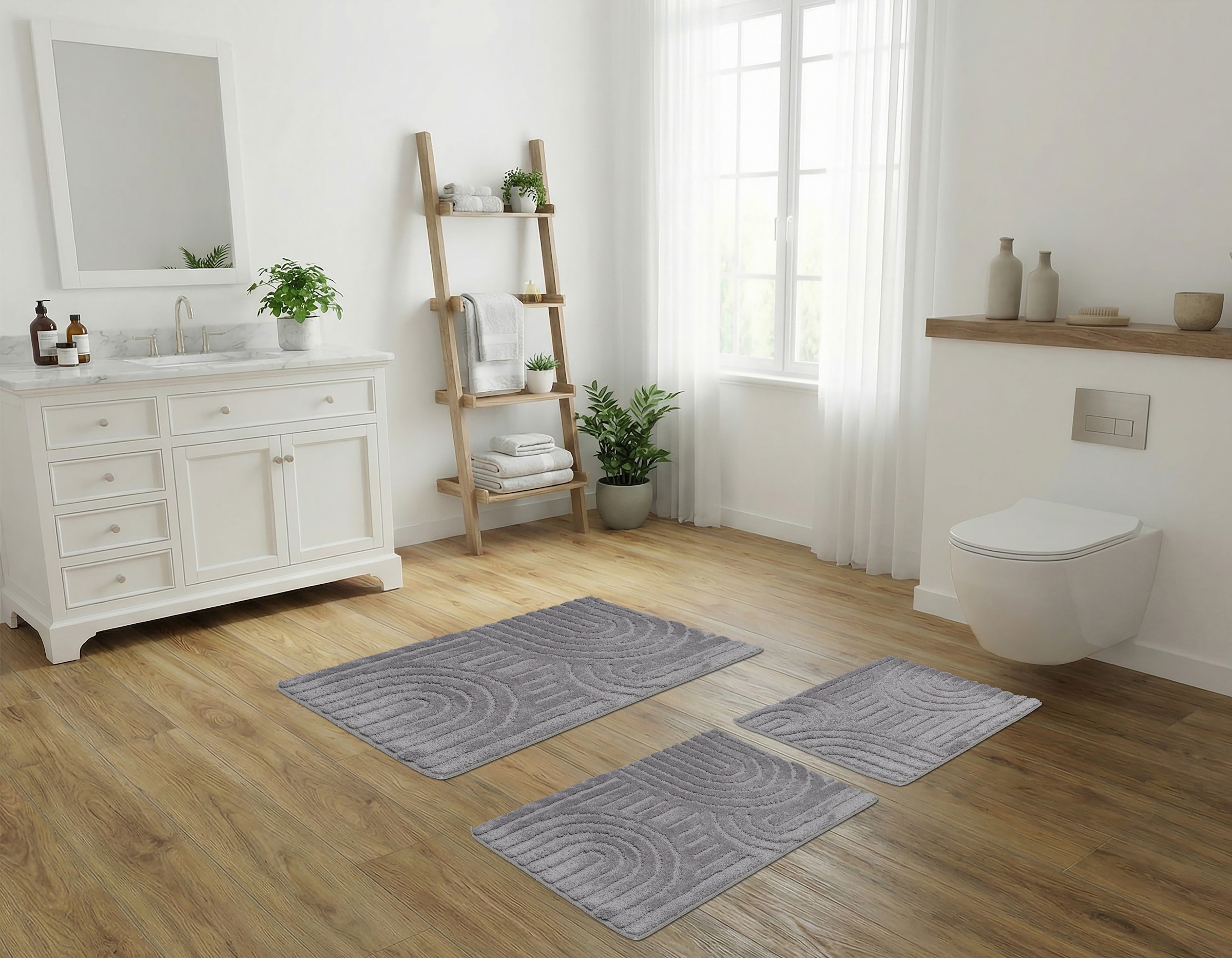 GOODproduct Badematte »Zen, Badvorleger, Badezimmer Teppich, Duschvorleger« Höhe 10 mm rutschhemmend beschichtet fussbodenheizungsgeeignet | schnell trocknend Uni Farben, Hoch-Tief-Effekt, modernes Muster, Zen