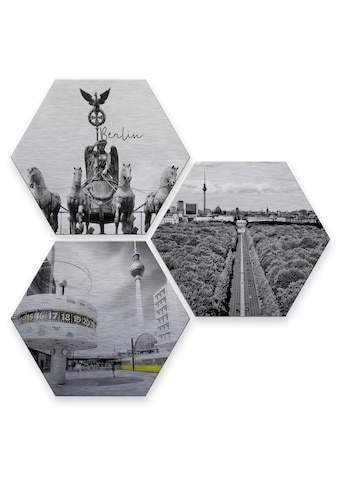 Wall-Art Mehrteilige Bilder »Silberfarben Effekt Berlin Collage«, (Set, 3 St.) kaufen