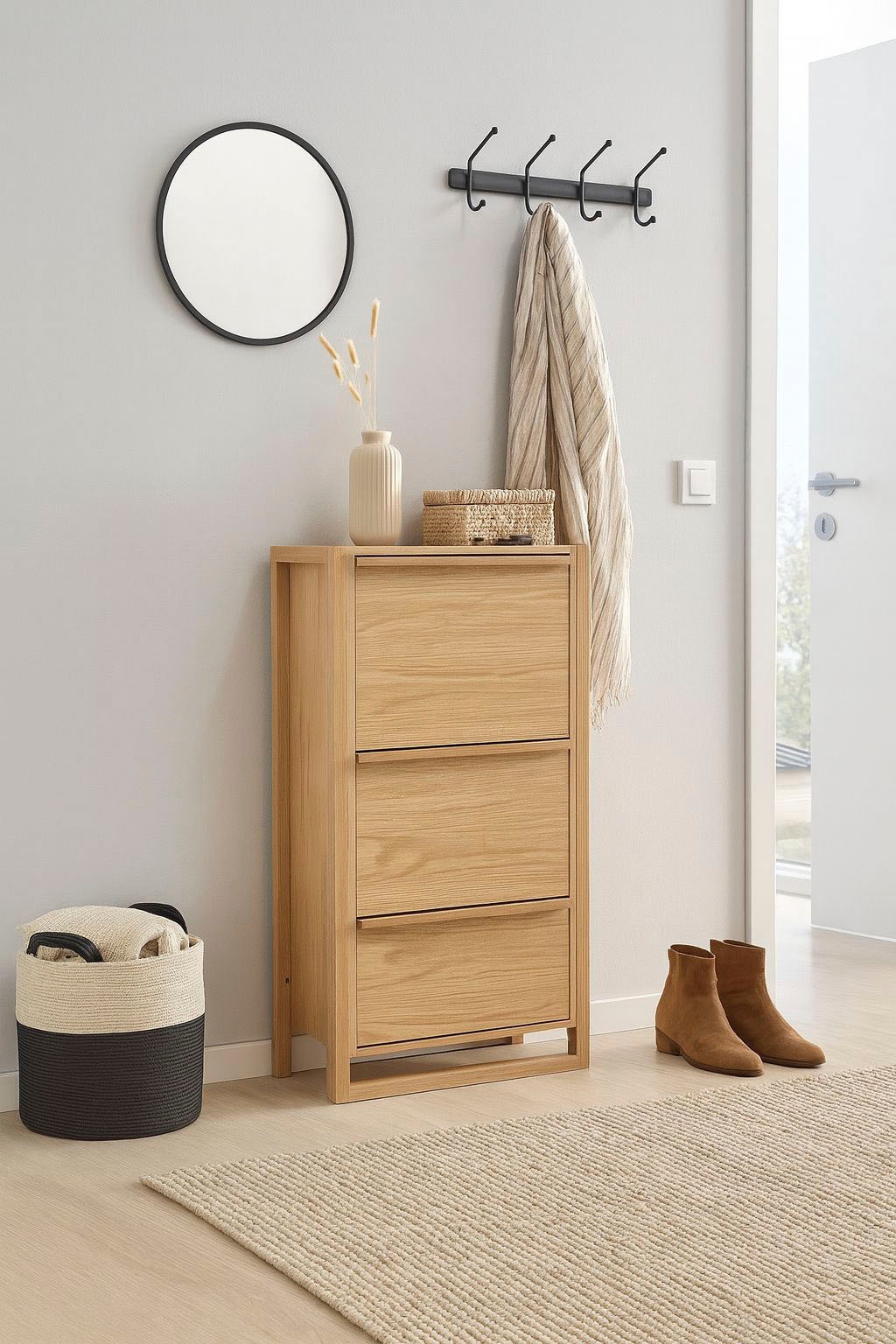 Image of Woodman Schuhkommode "NewEst" Breite 67 cm, mit 3 Klappen, Holzfurnier aus Eiche, FSC