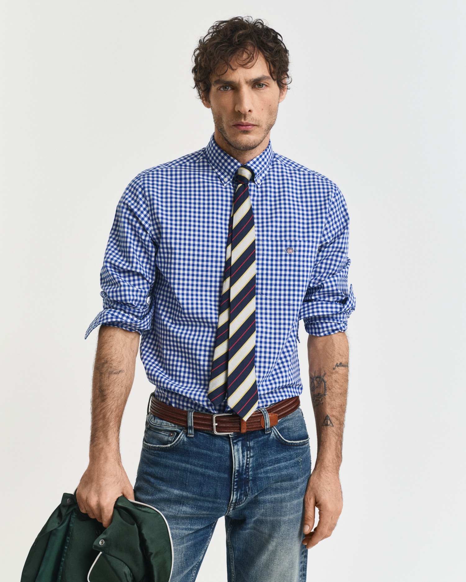 Image of Gant Langarmhemd "REG POPLIN GINGHAM SHIRT" mit Logostickerei auf der Brust