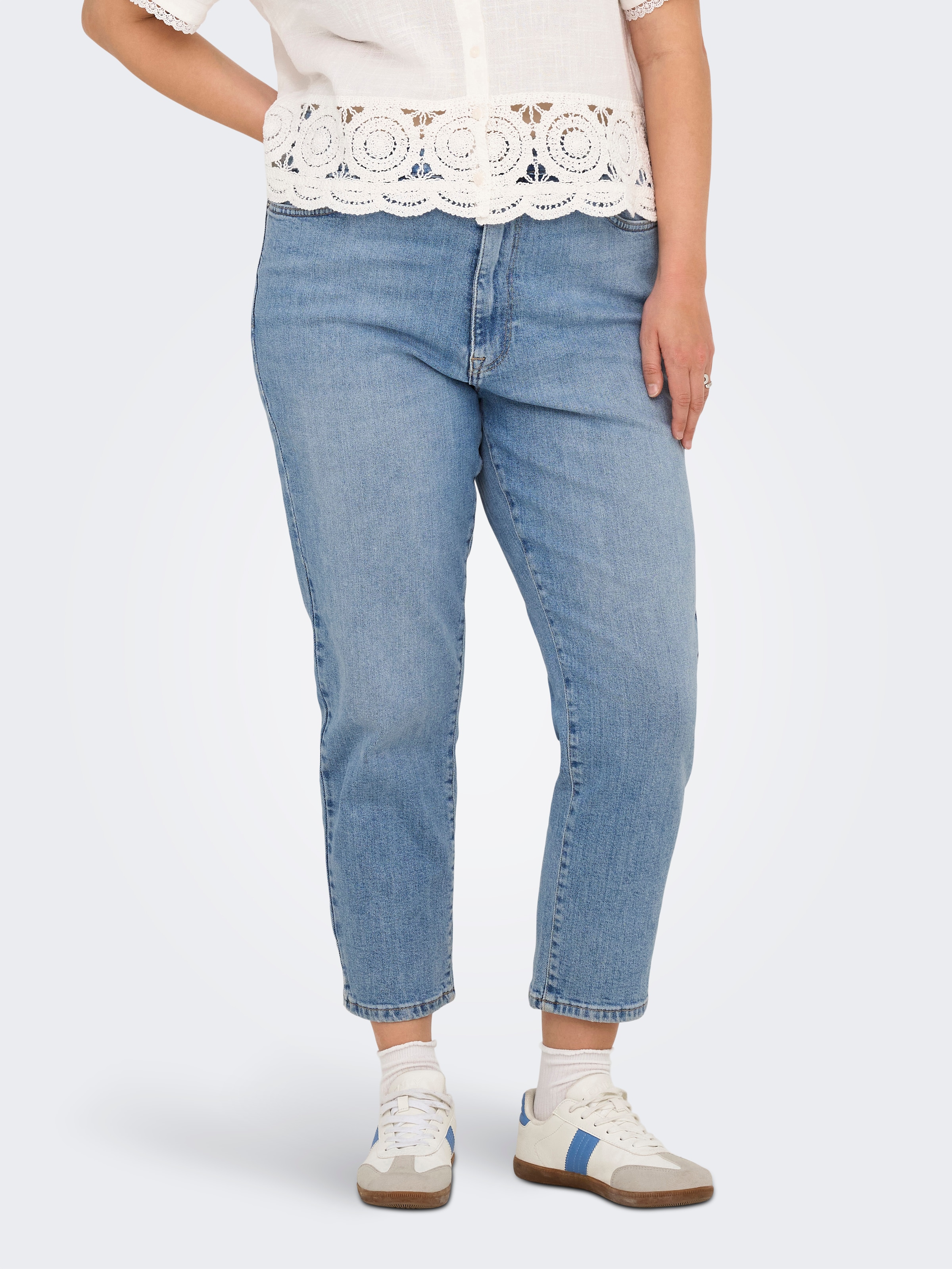 Image of ONLY CARMAKOMA High-waist-Jeans "CAREMILY STRETCH HW STR ANK DNM CRO1 NOOS"
