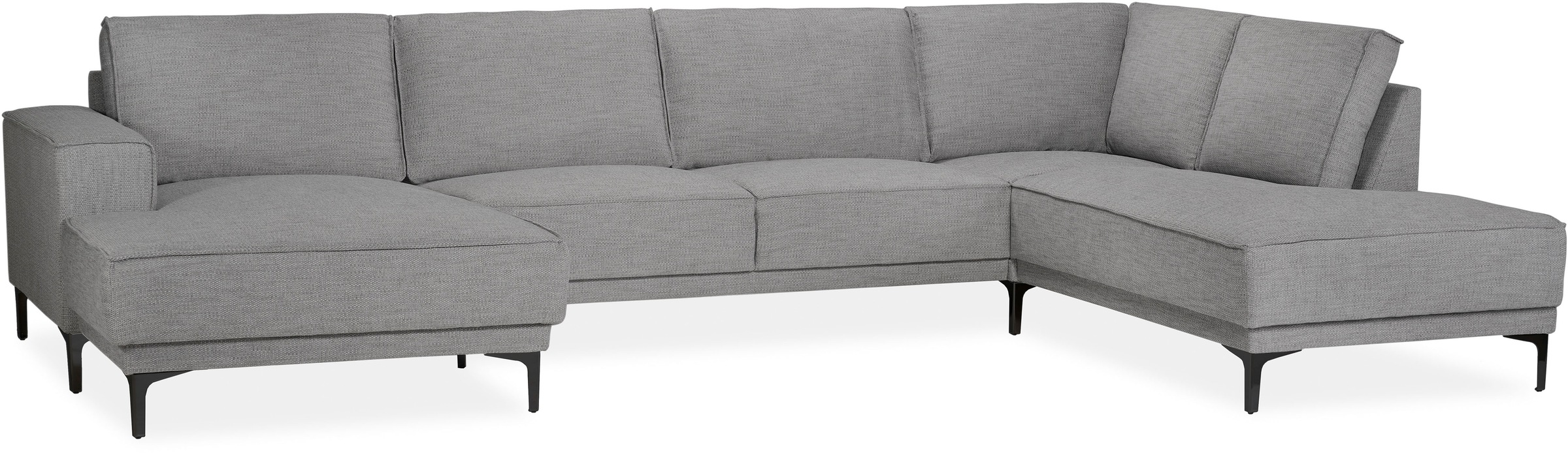 Places of Style Wohnlandschaft »XXL Sofa Oland, Struktur, Flachgewebe, Luxus-Microfaser, Boucle«, U-Form, 345 cm, Wellenunterfederung, Skandi-Design, Metallfüsse