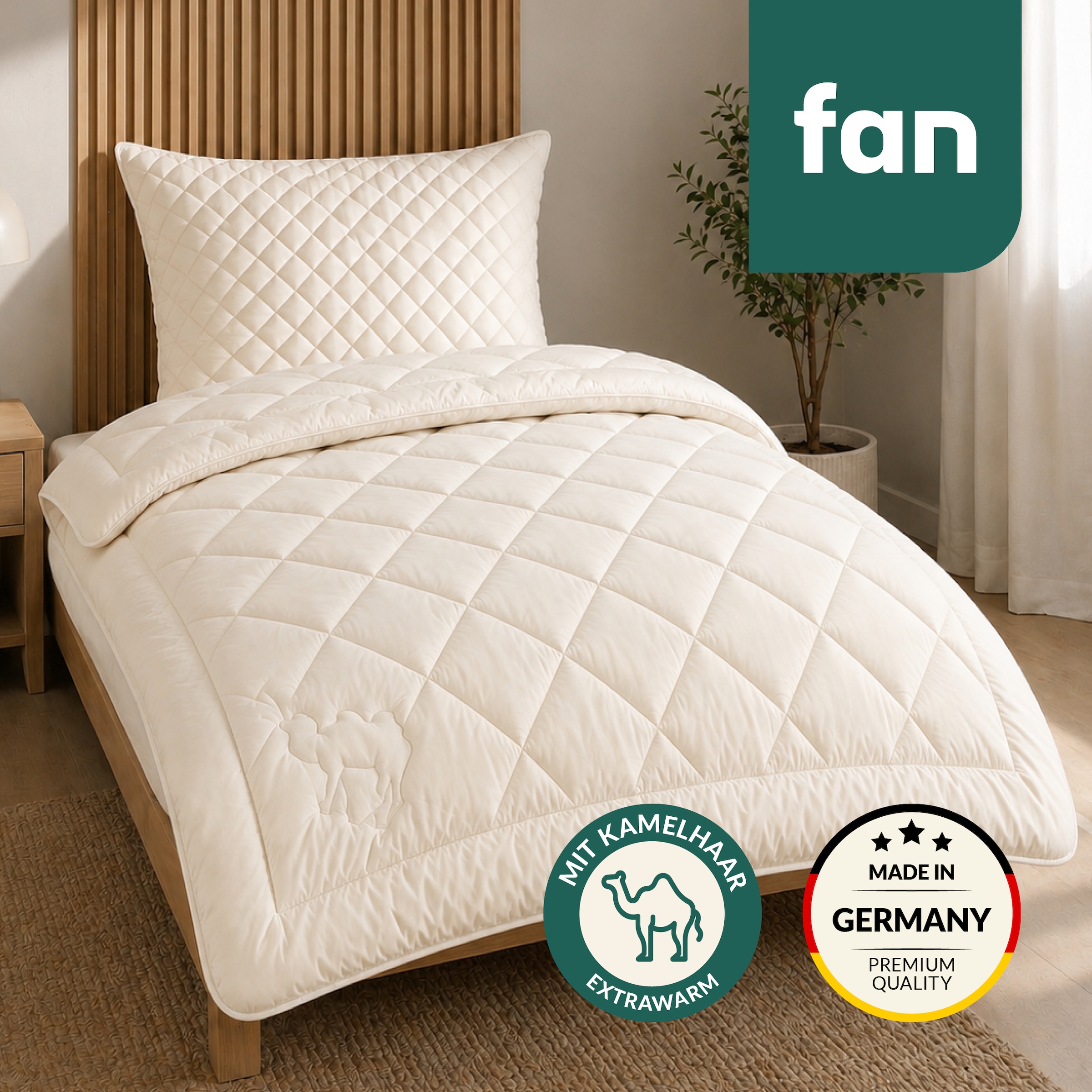 Image of fan Naturhaarbettdecke "Gobi 97% Kamelhaar, Bettdecken für Sommer und Winter" extrawarm Füllung Kamelhaar Bezug Baumwolle 1 Stk. tlg. Kamelhaarfüllung - temperaturausgleichend- Made in Germany