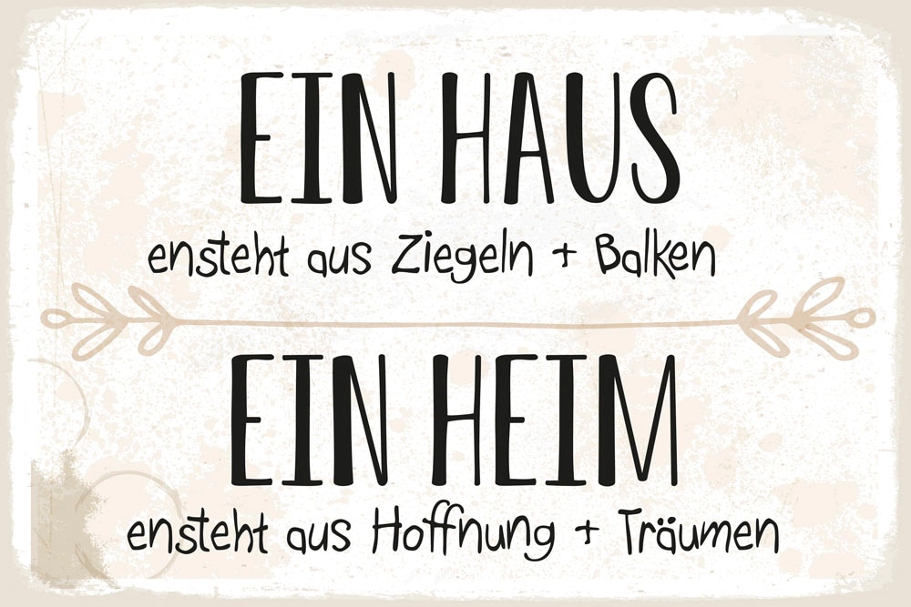 Image of queence Metallbild "Heim" Motivationsbilder Schriftzug Sprüche Sprüche & Texte 1 Stk. tlg. Stahlschild, Blechschild, Sprüche, Texte, Familie, Liebe