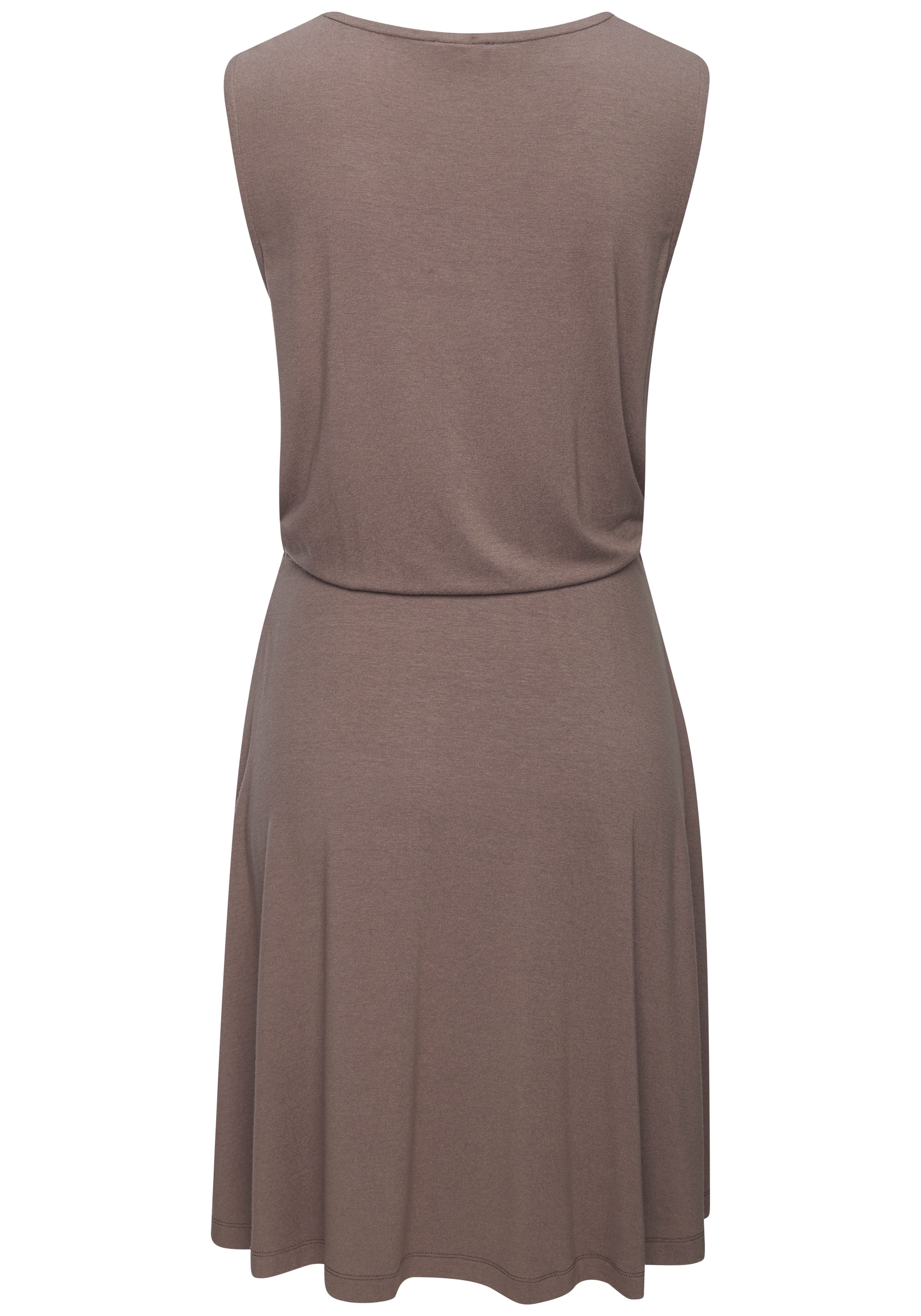 LASCANA Jerseykleid »mit schwingendem Rock und goldenem Zieraccessoire« Ohne Taschen ärmelloses Sommerkleid mit breiten Trägern und V-Ausschnitt