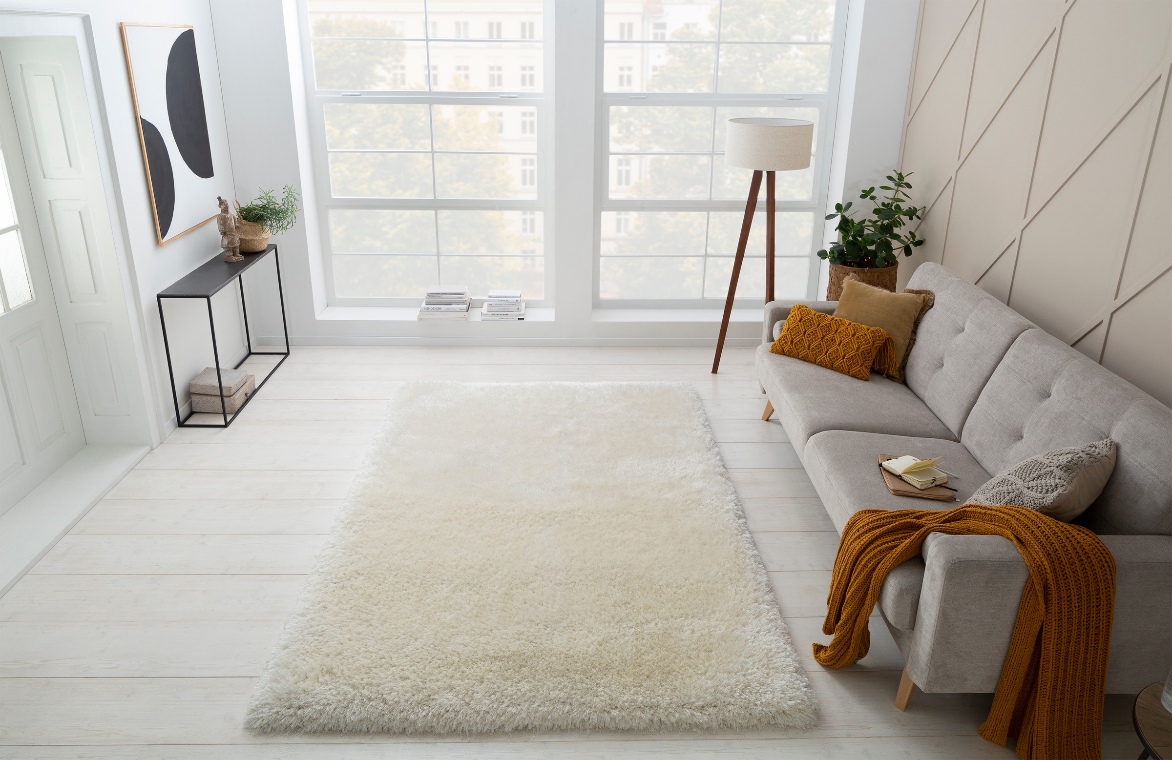 Guido Maria Kretschmer Home&Living Hochflor-Teppich »Micro exclusiv Teppich, sehr hoher Flor, weich durch Mikrofaser«, rechteckig, 78 mm Höhe, sehr weich, flauschig, uni, Wohnzimmer, Schlafzimmer, Kinderzimmer