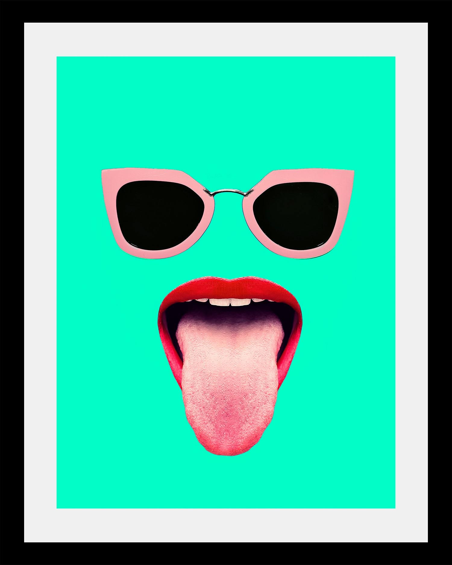Image of queence Bild "Brille + Mund" Bilder von Frauen Bilder von Männern Gesicht Humor HD Premium Poster-Druck inkl. Holzrahmen
