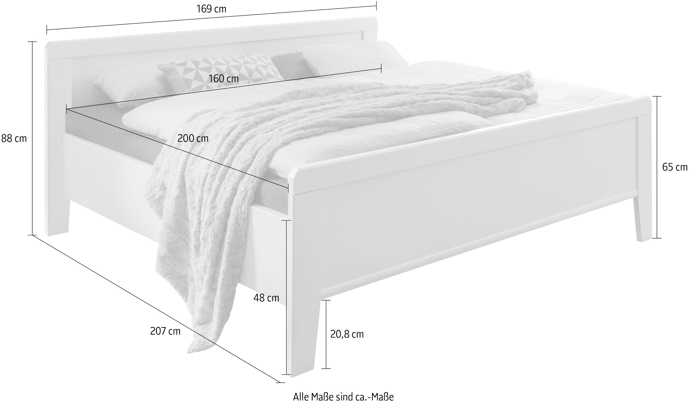 WIEMANN Bett »Bern«, mit 4 Stollenfüssen, 4-fach Liegehöhenverstellung und Holzkopfteil