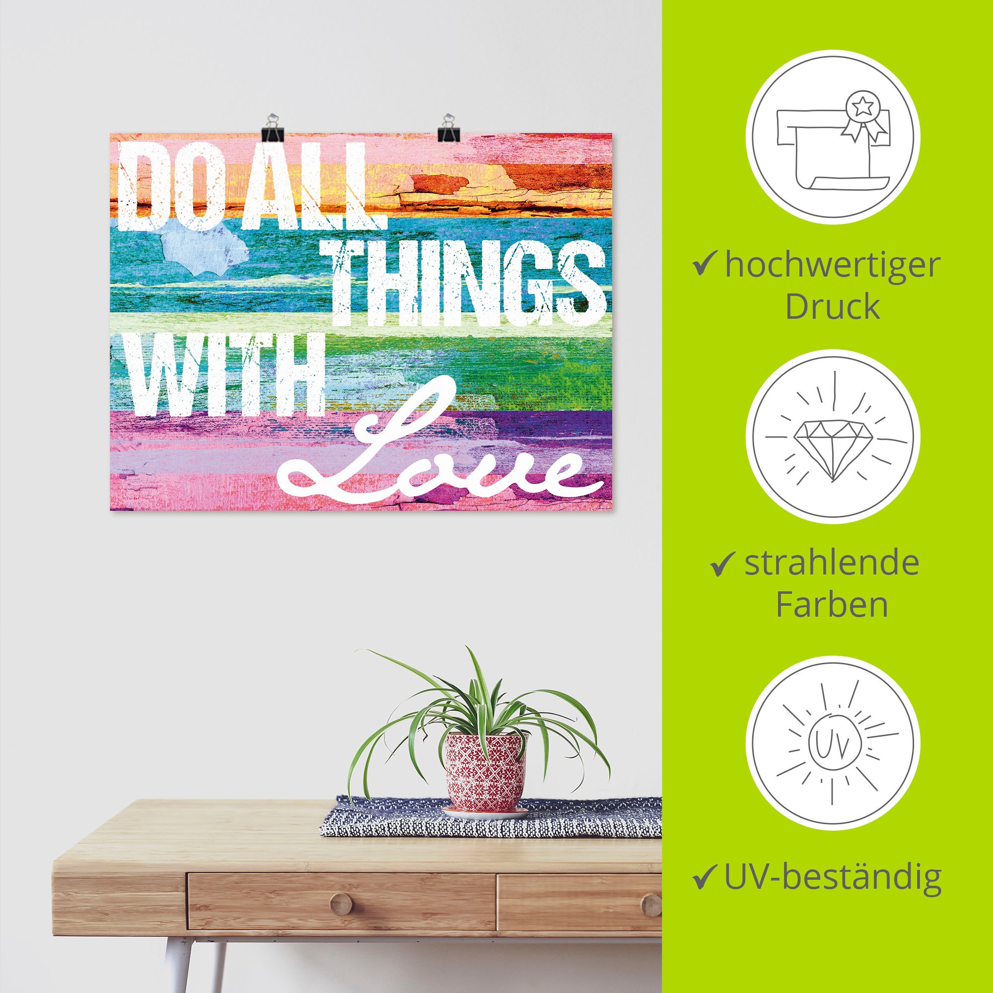 Artland Wandbild »Tu alles mit Liebe« Sprüche & Texte 1 Stk. tlg. als Leinwandbild, Poster in verschied. Grössen