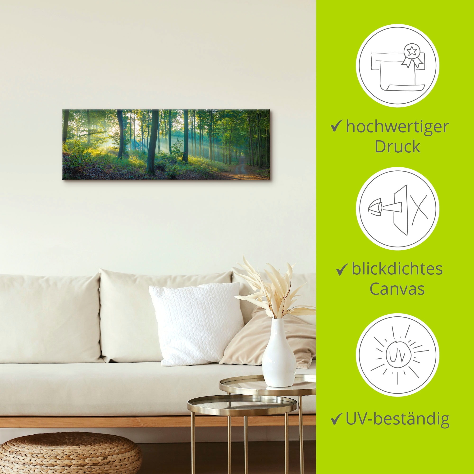 Artland Tableau sur toile »Wald Panorama« 1 cuis tlg. auf Holzrahmen gespannt