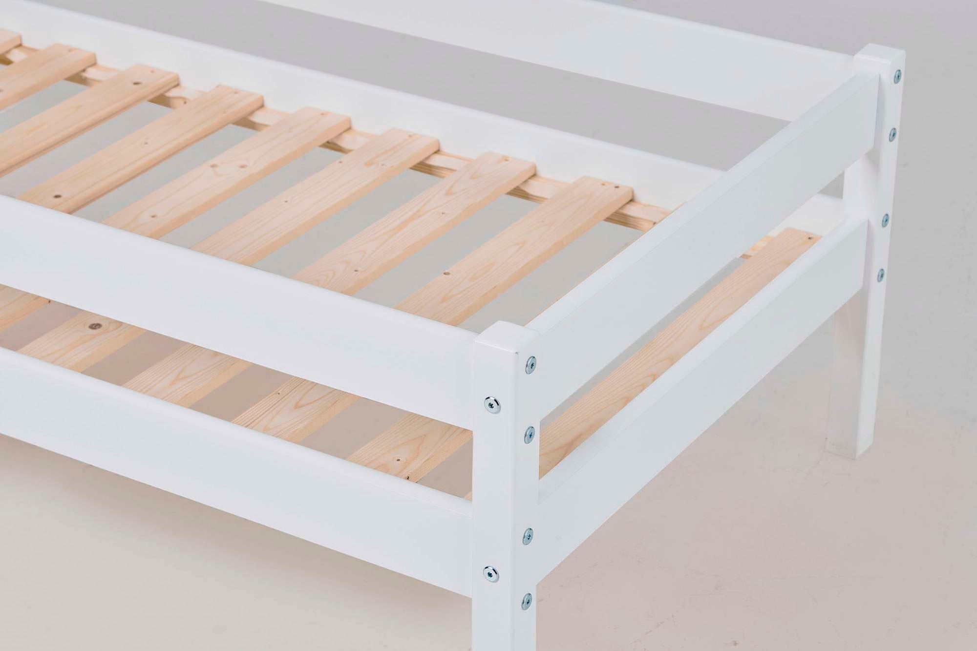 Lüttenhütt Jugendbett »ECO One«, Kinderbett mit Rausfallschutz und Leiter, 3 Farben/Matratze wählbar