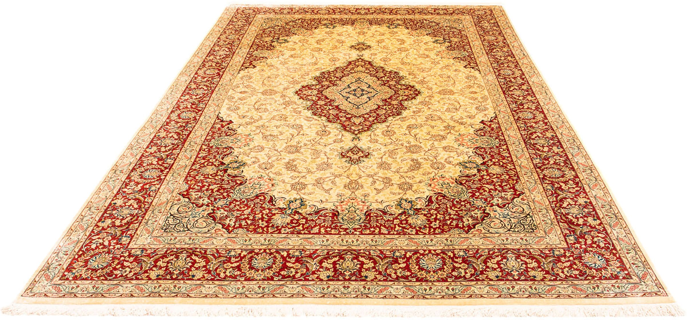 morgenland Orientteppich »Perser - Ghom - 312 x 198 cm - rot«, rechteckig, Wohnzimmer, Handgeknüpft, Einzelstück mit Zertifikat