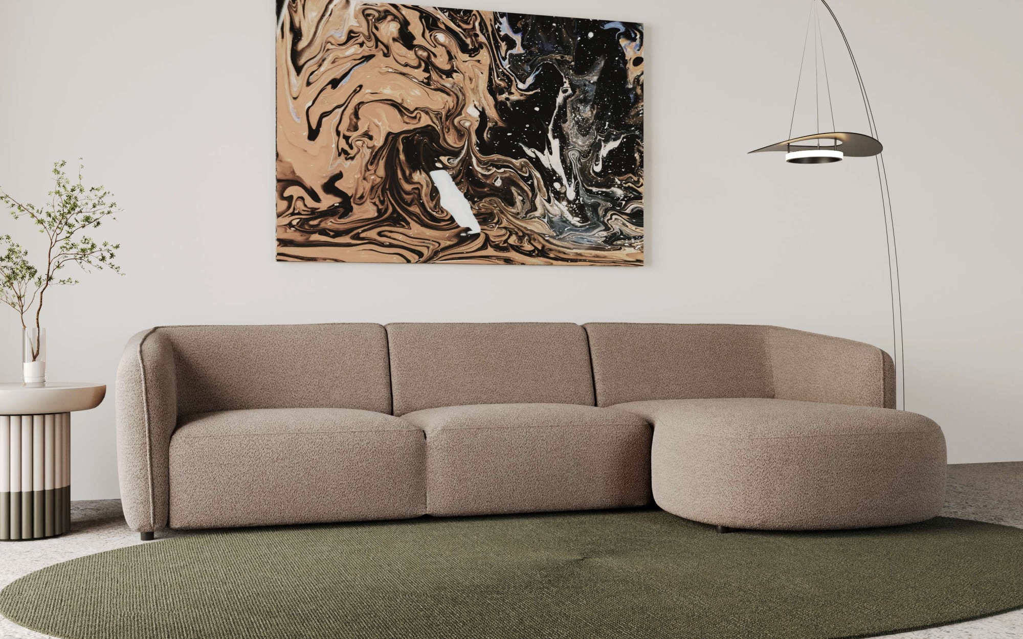 GOODproduct Ecksofa »OSTRUP Rundsofa, L-Form, Naturtöne, Boucle oder Chenille« Breite 280 cm, organische Form mit sanften Rundungen