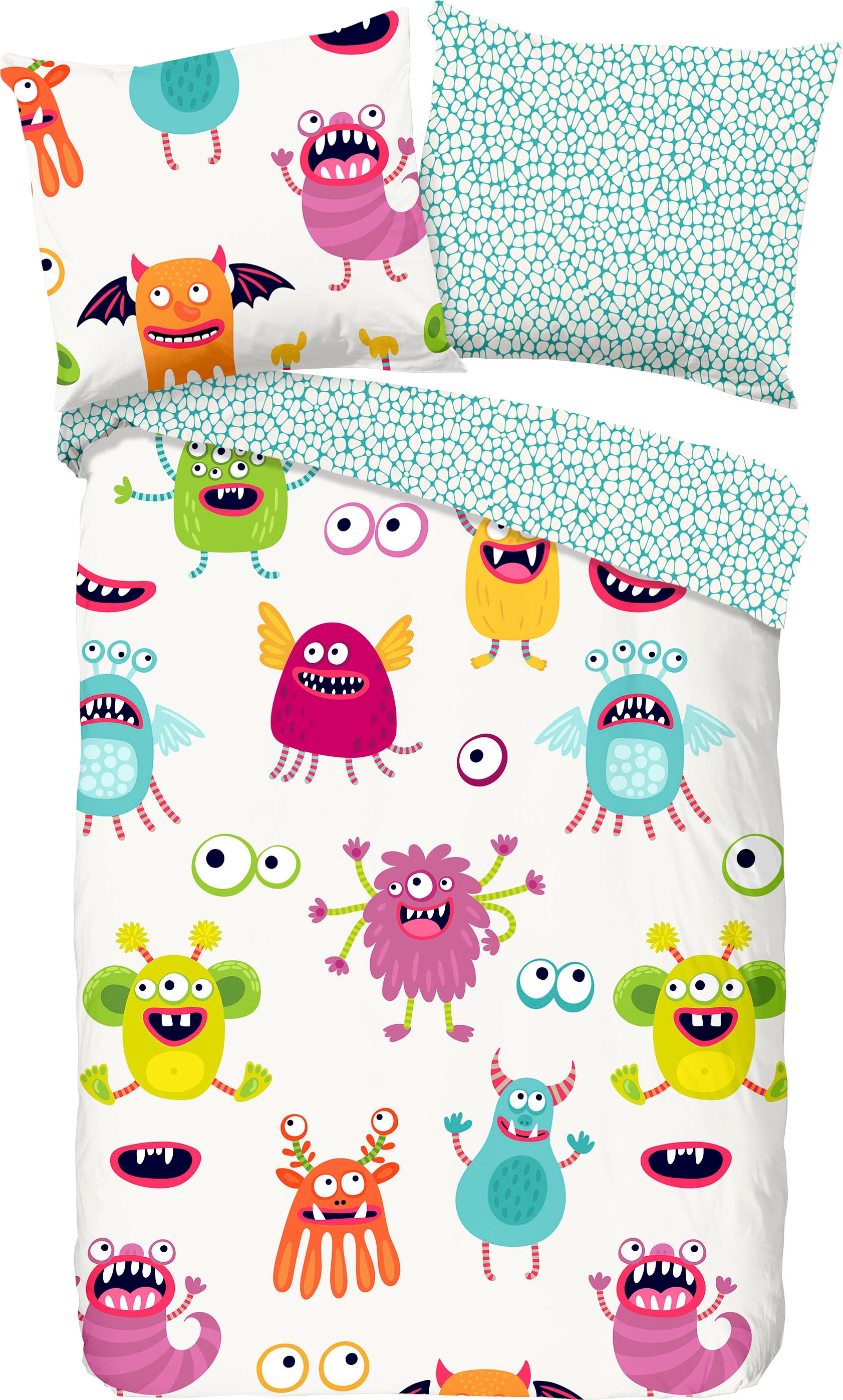 good morning Kinderbettwäsche »Booh«, 100% Baumwolle, 100x135, Reissverschluss, Wendeoptik, Baby, Monster