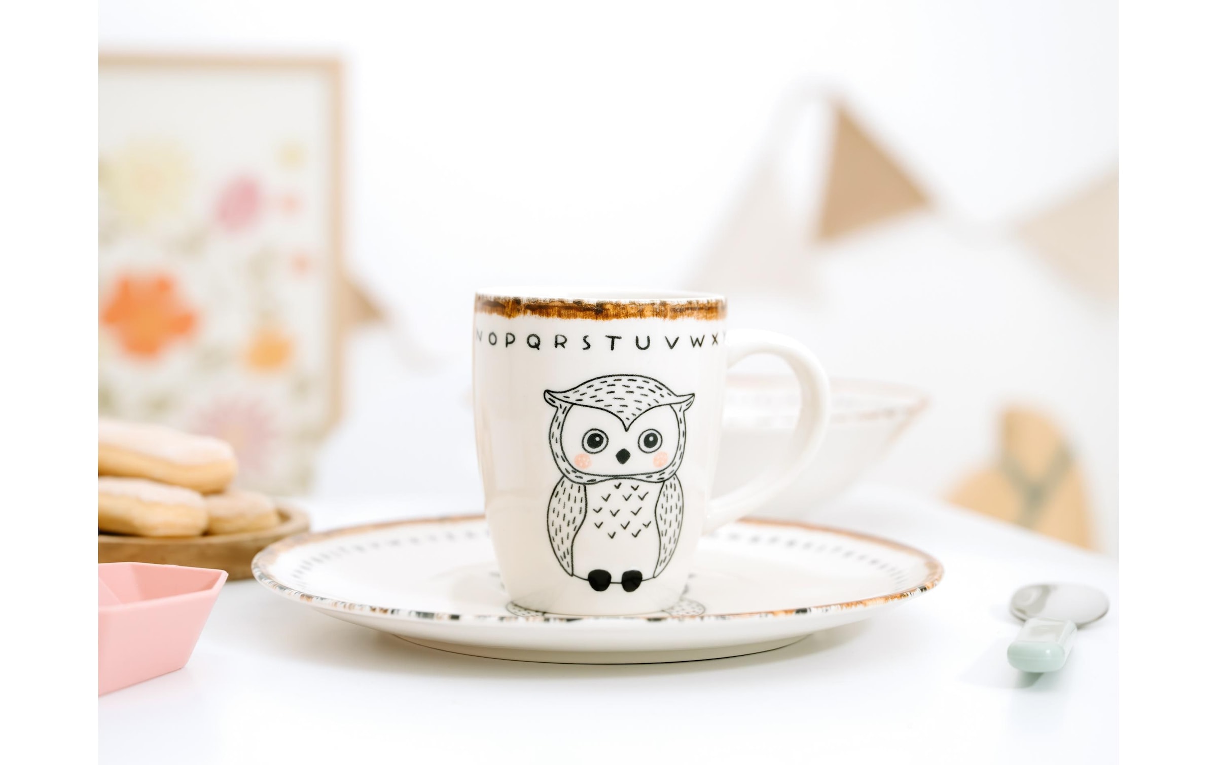 CreaTable Set de vaisselle pour enfants »Freunde des Waldes Eule Steinzeug, 3-tlg«