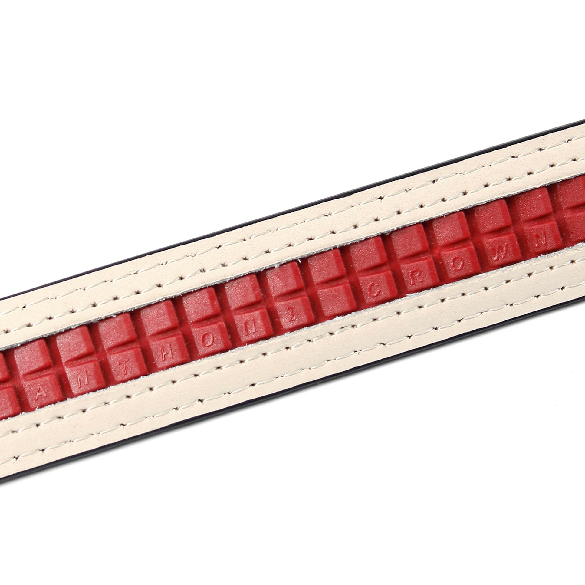 Anthoni Crown Ledergürtel mit Glaskristallen besetzter Schliesse, schmale Metallschlaufe