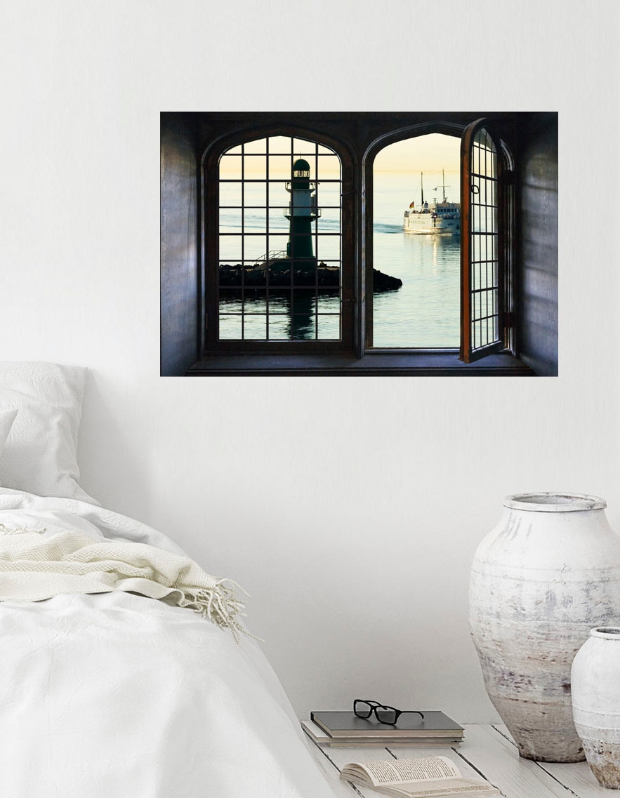 queence Wandsticker »Leuchtturm«, Wandsticker, Wandbild, selbstklebend, 3D, Fenster