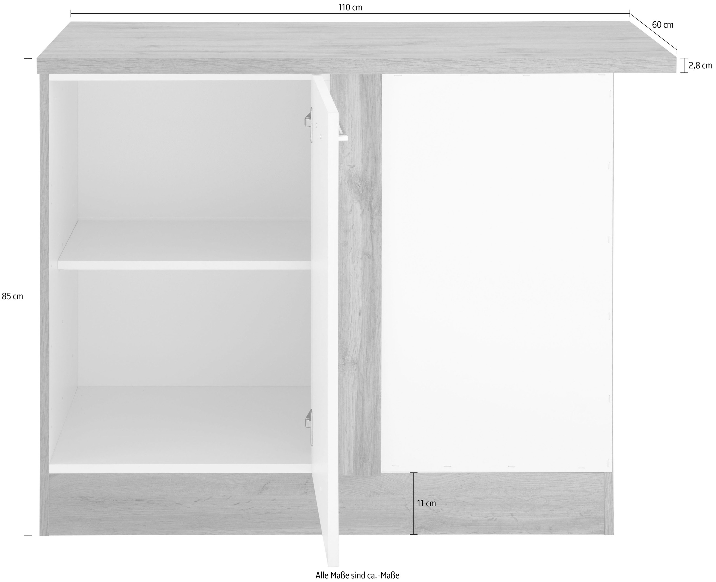 KOCHSTATION Meuble bas d'angle »KS-Colmar« 110 cm, avec poignée en métal