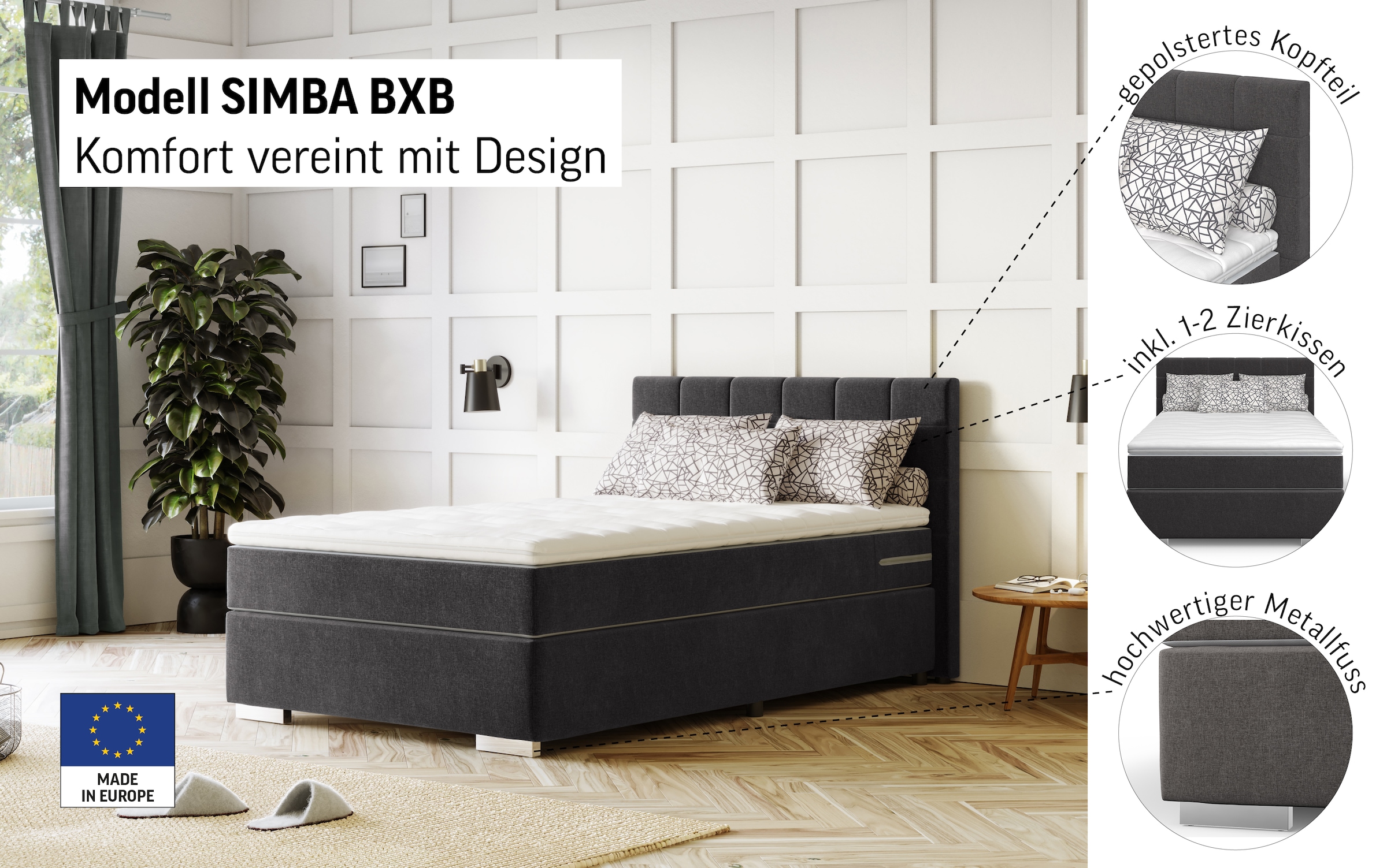 COTTA Lit boxspring »Simba« wahlweise mit oder ohne Matratze und Topper bestellbar