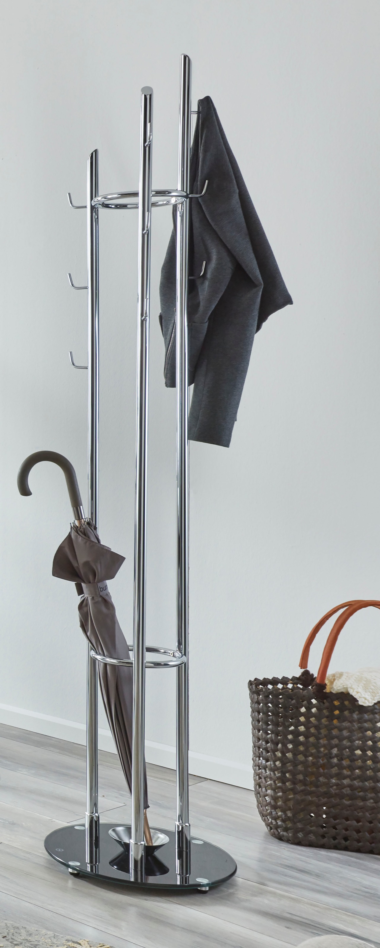 Image of HAKU Garderobenständer "Kleiderständer, Standgarderobe" quadratisch - aus Metall Silber - Ø/H 40/183 cm